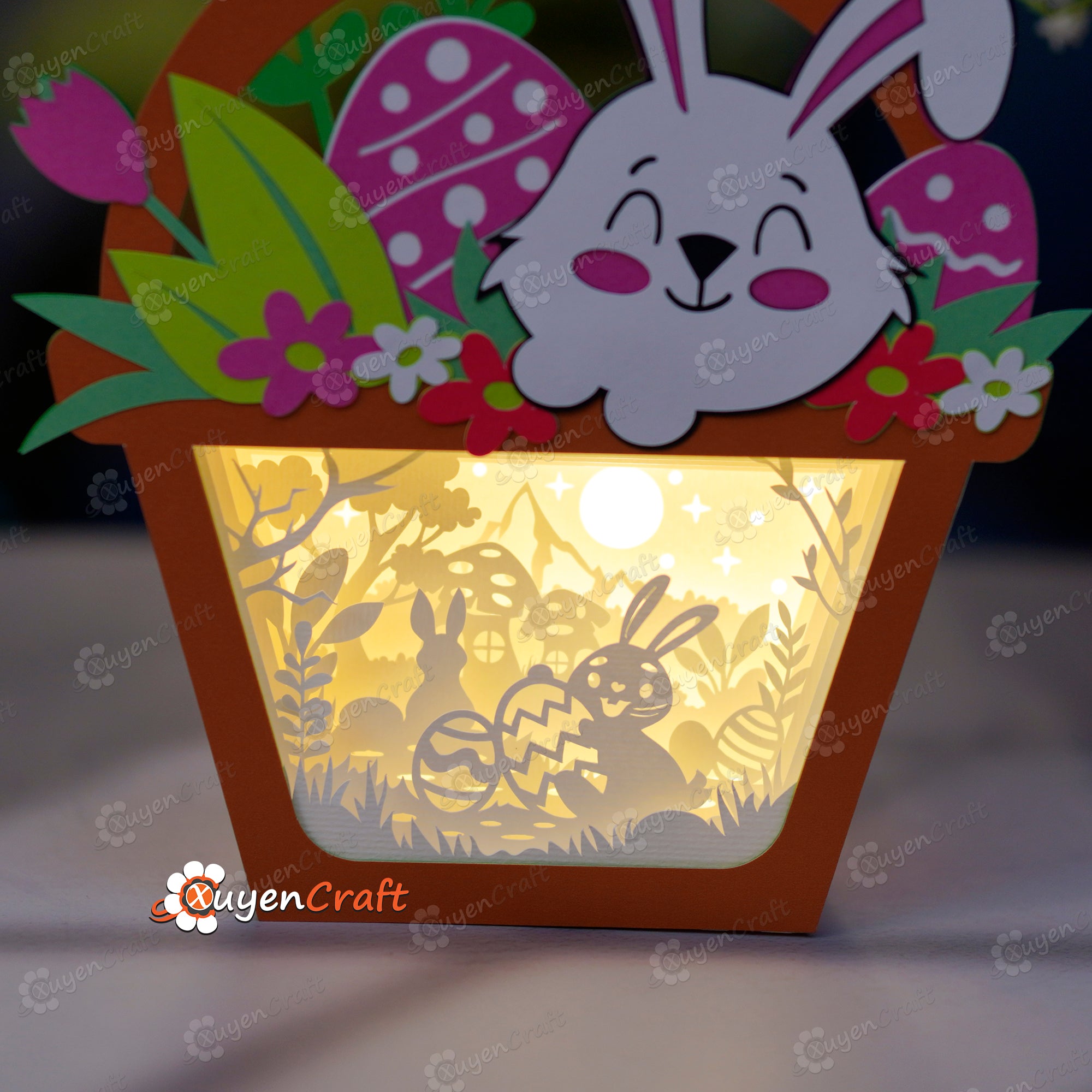 Pack 3 Eggs Basket Shadow Box PDF, SVG for Cricut Projects, ScanNcut, Cameo
