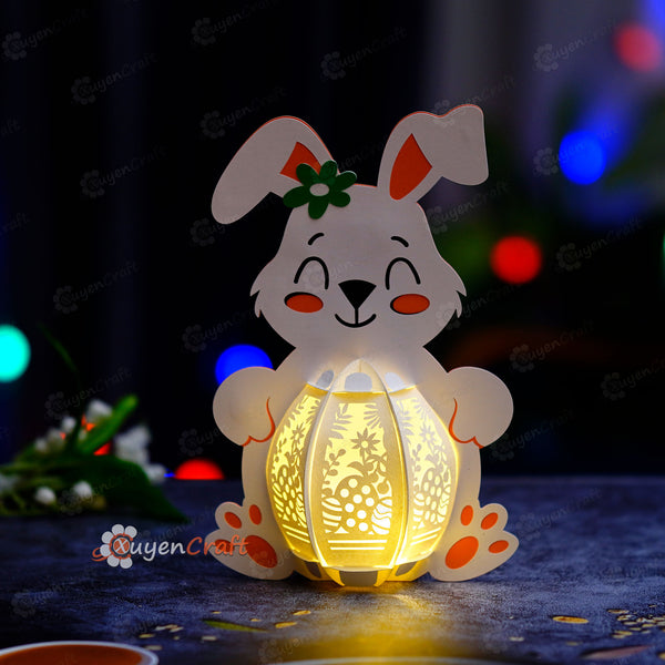 Egg Scene Bunny Lantern PDF, SVG, Studio Template