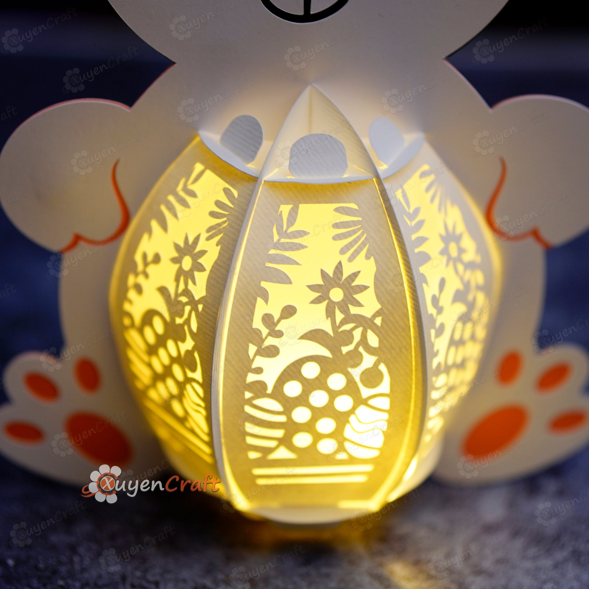 Egg Scene Bunny Lantern PDF, SVG, Studio Template