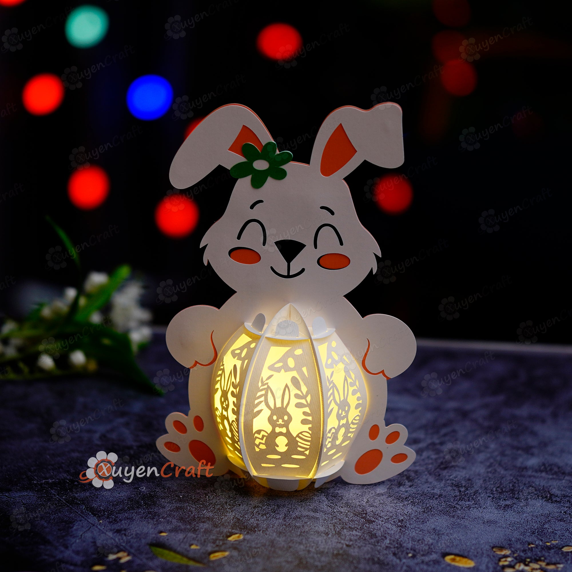 Rabbit Egg Bunny Lantern PDF, SVG, Studio Template