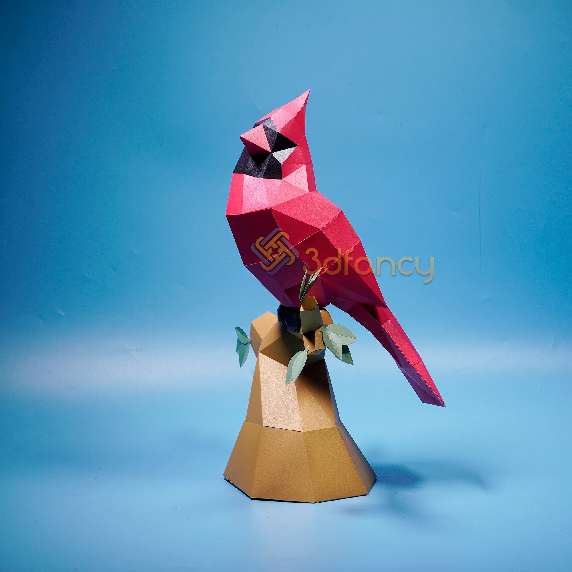 Cardinal Bird Papercraft PDF for Printer, SVG for Cricut Projects - DIY Low Poly Red Bird Paper Sculpture for Christmas Decoration