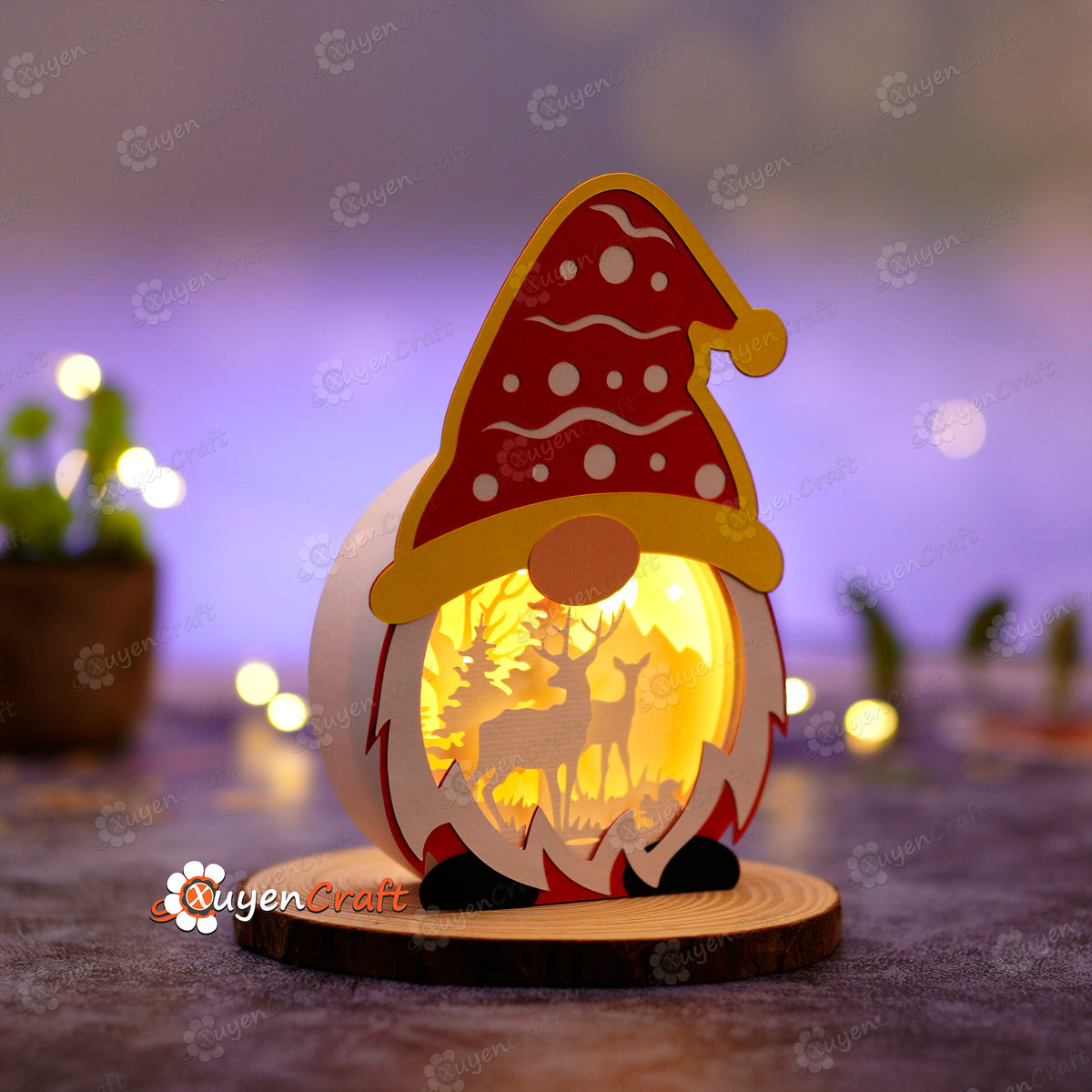 Pack 4 Christmas Small Gnome Shadow Box SVG for Cricut Joy, ScanNcut, 3dfancy