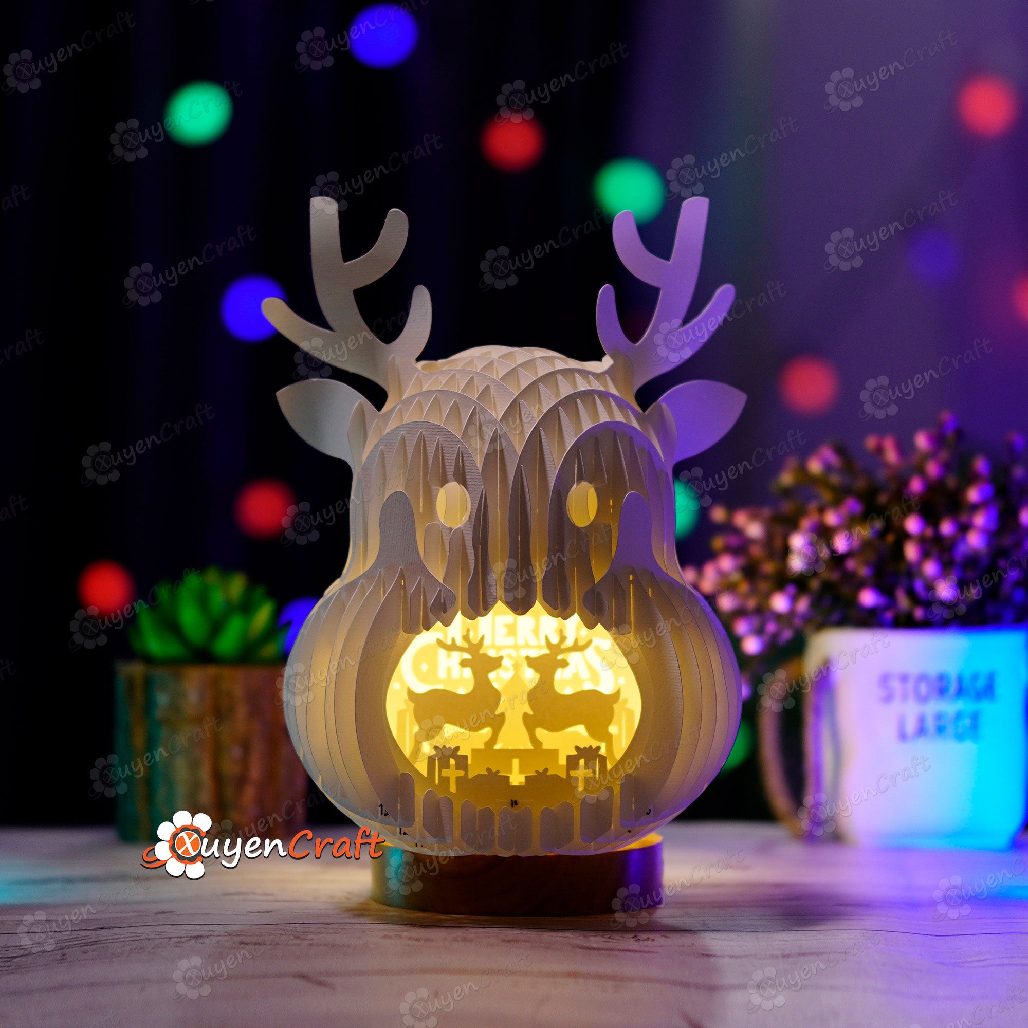 Merry Christmas Reindeer Pop Up SVG Template for Cricut Projects 3D