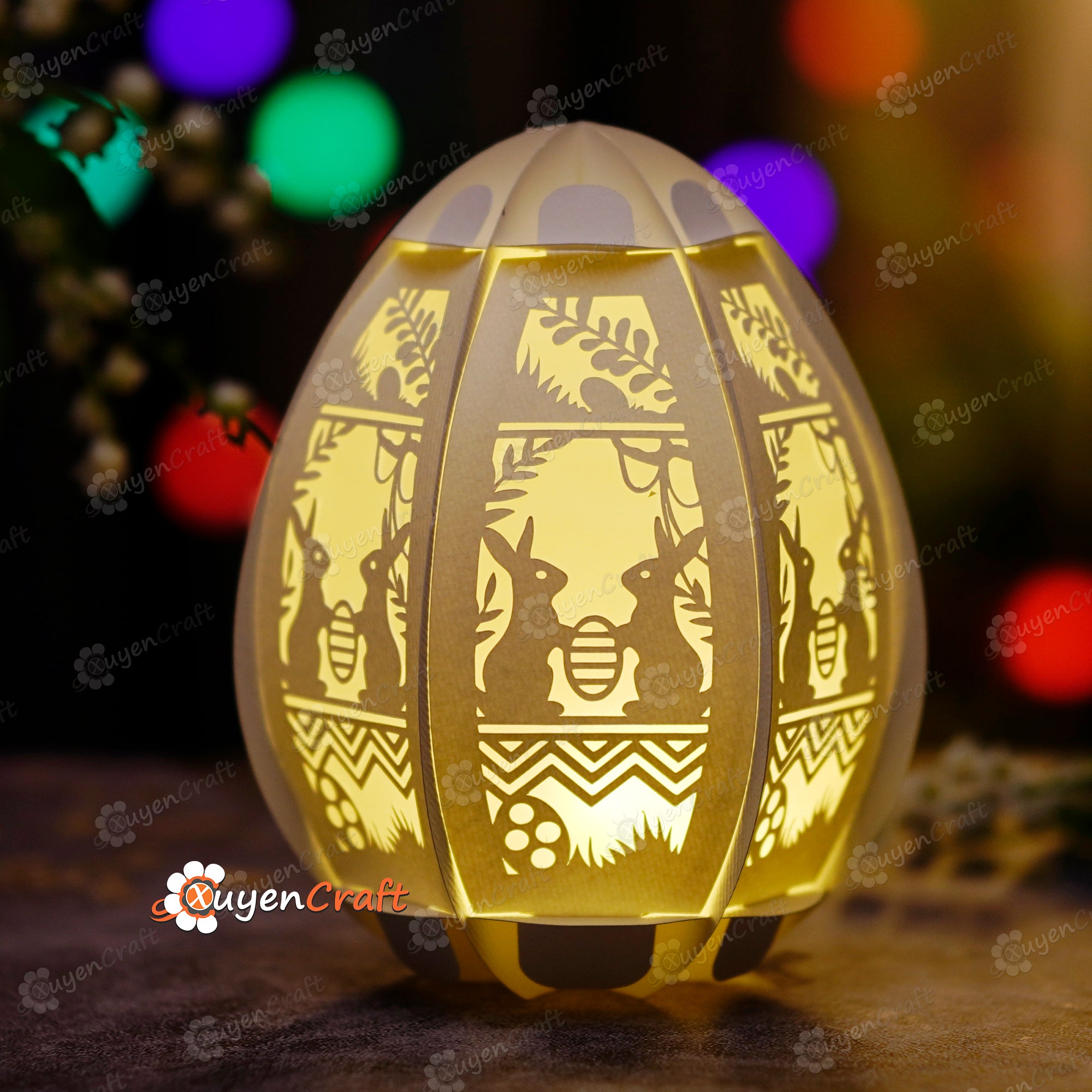 Rabbit Couple Easter Eggs Lantern PDF, SVG for Cricut Project, ScanNcut, Cameo4