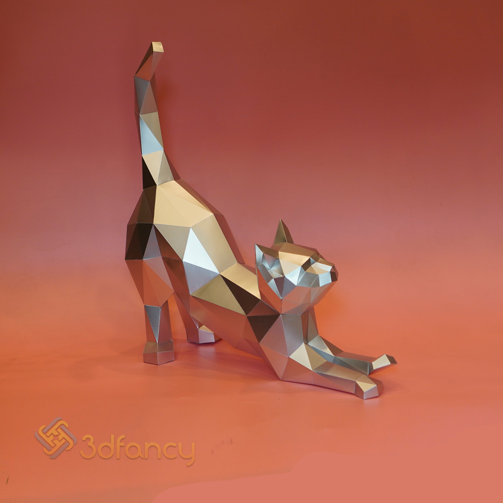Cat Stretching PaperCraft PDF SVG Studio Template for Cricut, Cameo 4, Scanncut