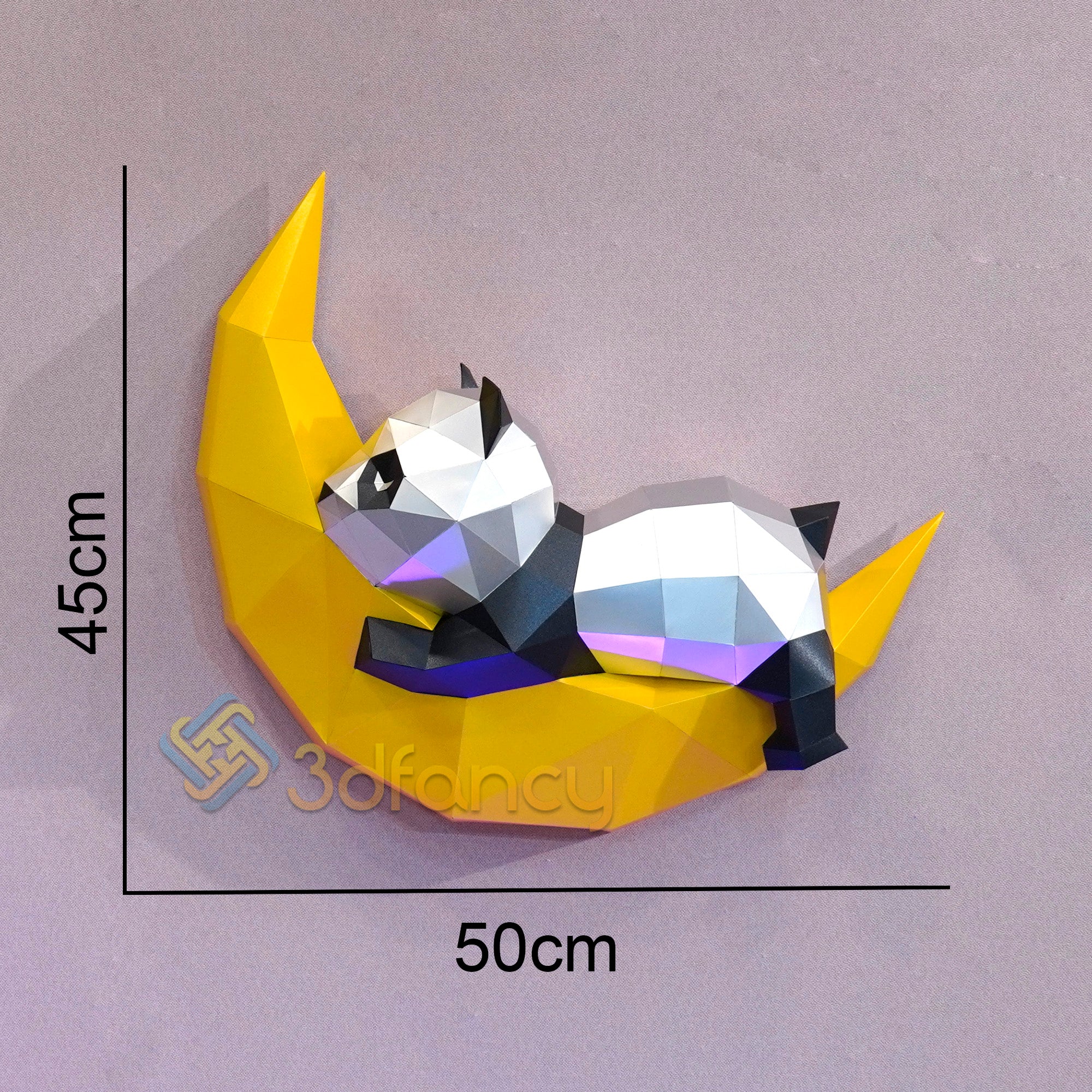Papercraft Panda on Moon PDF, SVG Template Compatible with Cricut, Cameo 4, Scanncut