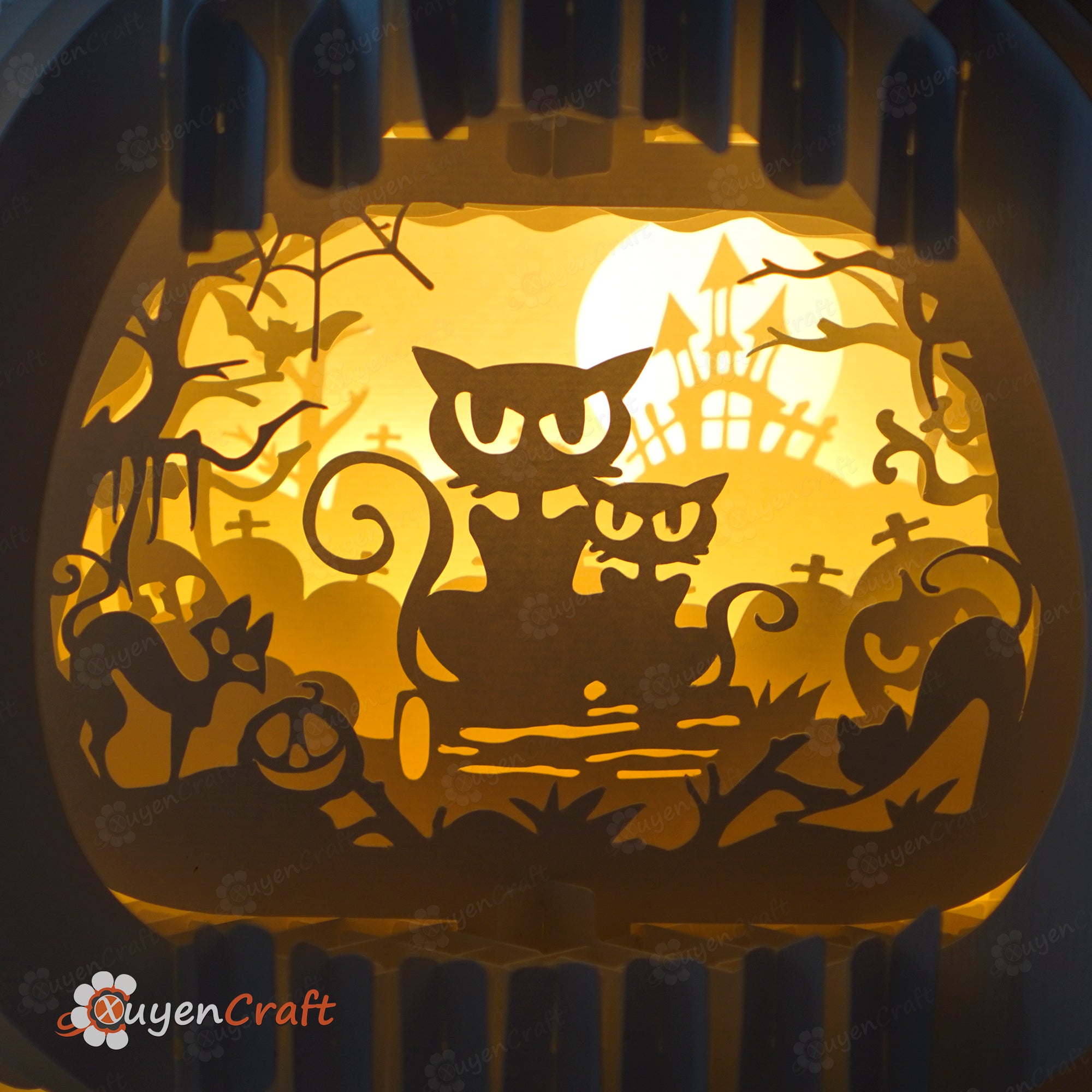 Black Cat Halloween Pumpkin Pop Up 3D SVG Cricut, Cameo4 Template