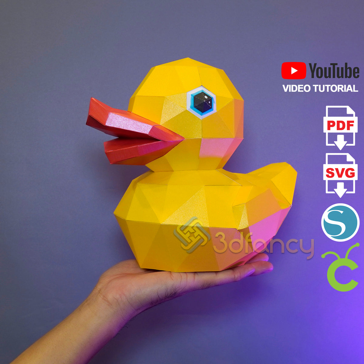 Paper DUCK Pdf DIY Papercraft Duck 3d Paper Duck Low Poly 