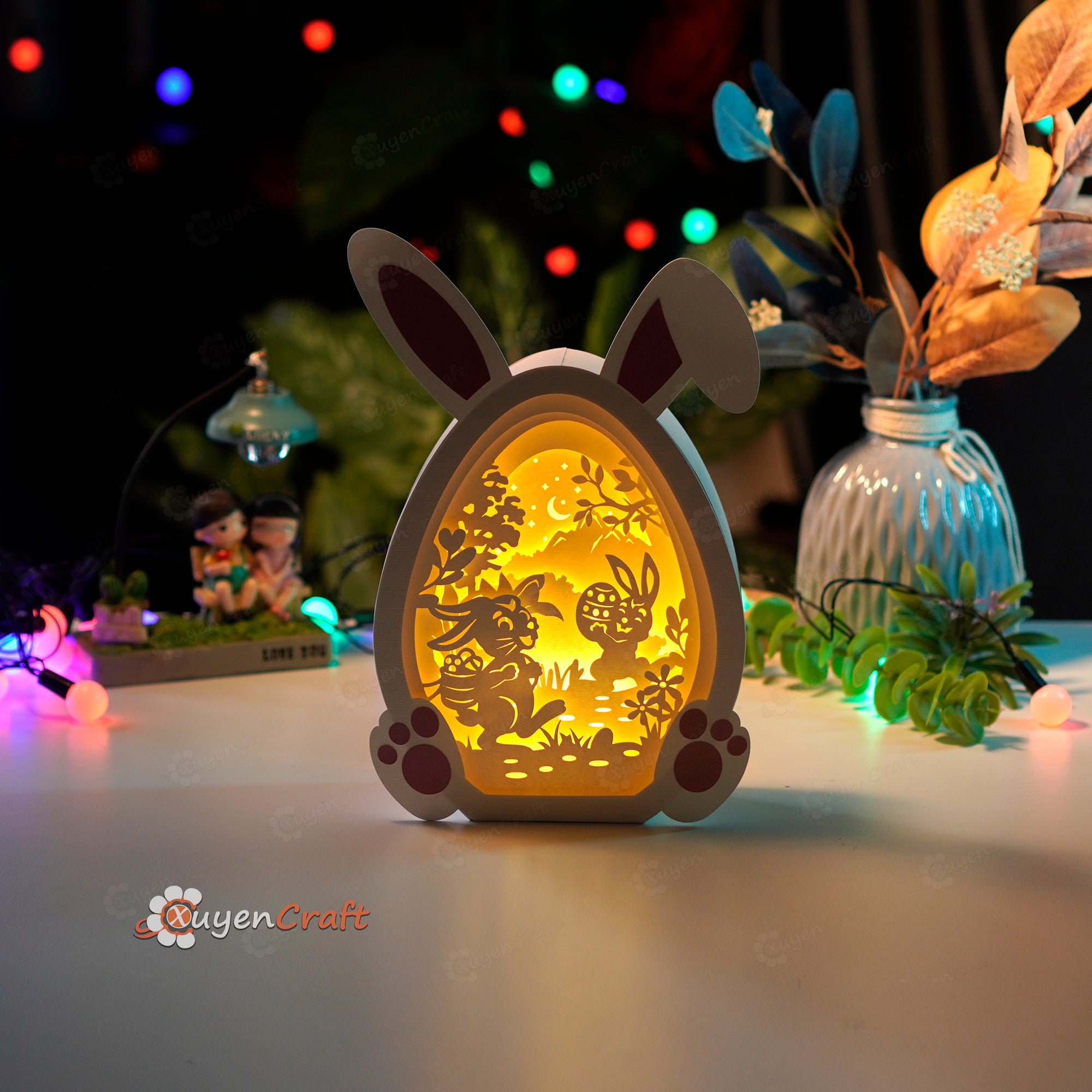 Pack 3 Easter Lantern - Easter Egg Shadow Box  PDF, SVG, Silhouette Studio Template