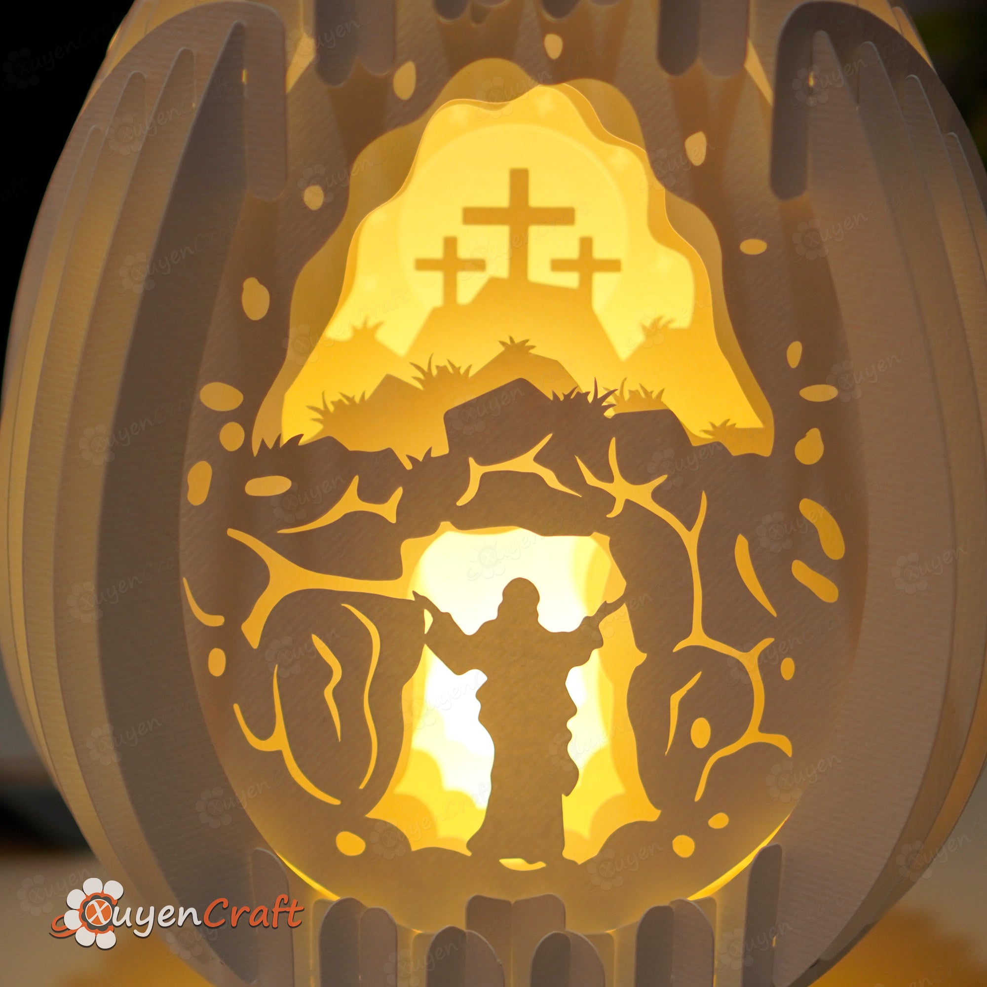 Pack 3 Jesus Risen, 3D Easter Egg PDF, SVG for Cricut Projects, Cameo4, ScanNcut