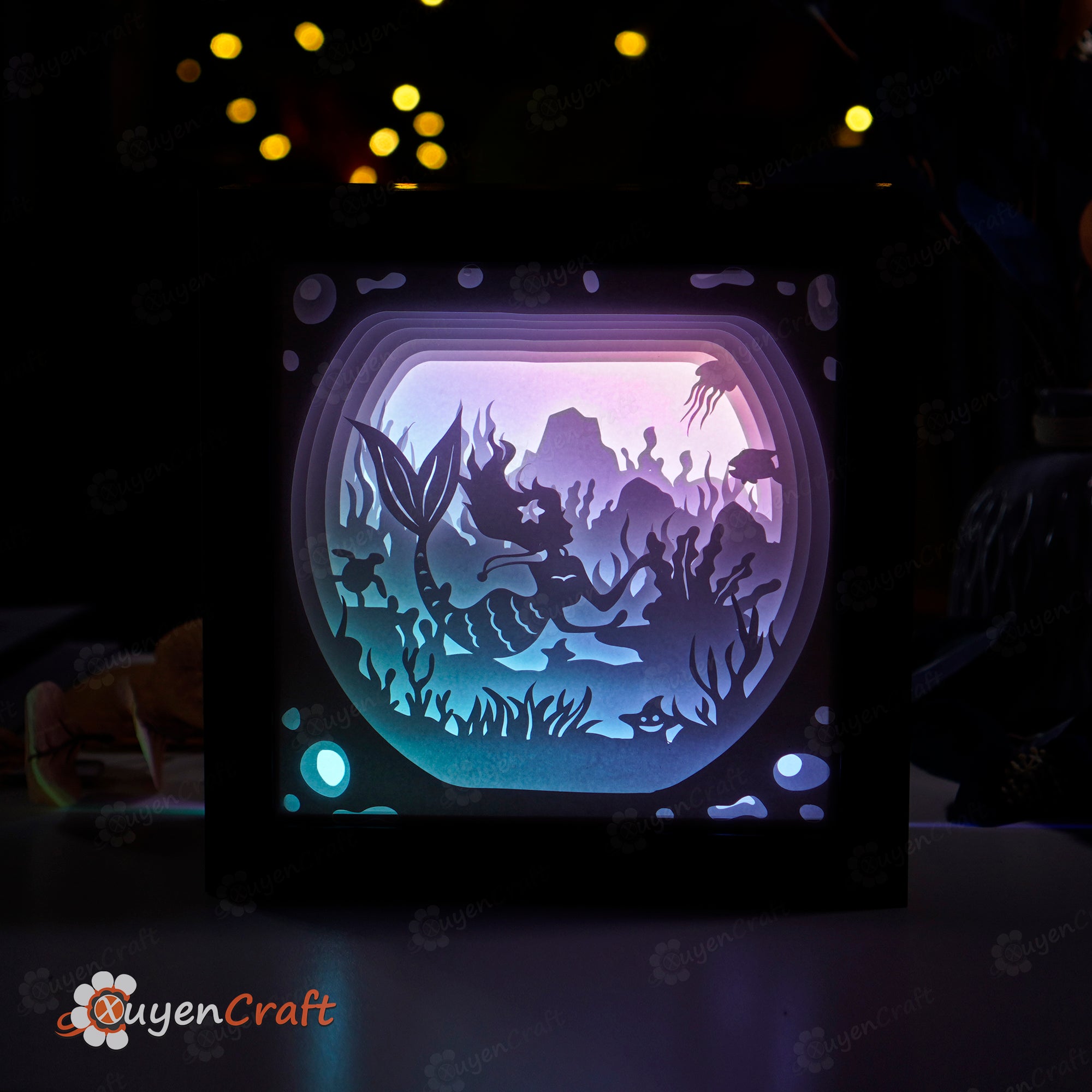 Mermaid Shadow Box SVG Template for Cricut, Cameo4, ScanNcut