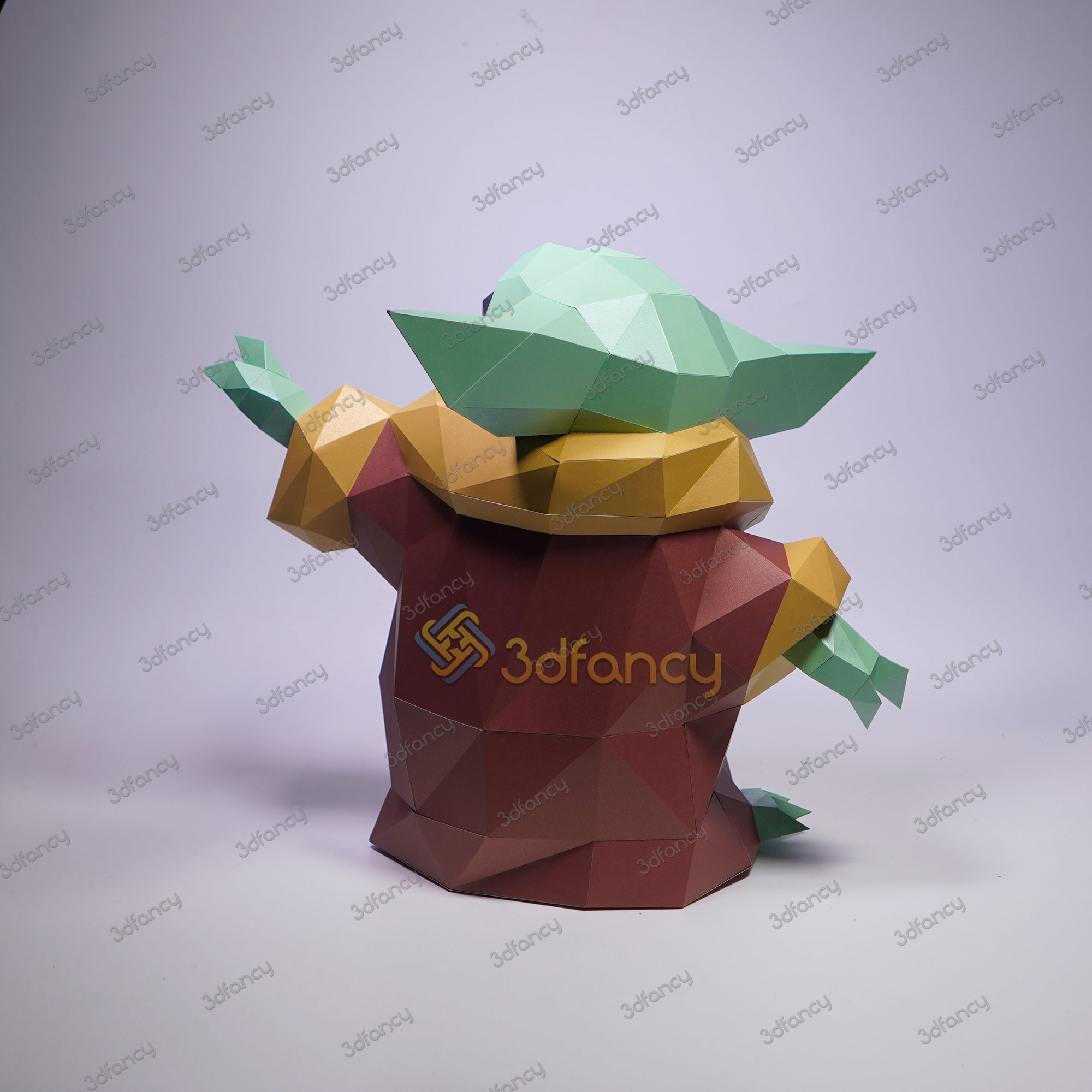 Low poly Baby Yoda 3D Papercraft PDF, SVG Template, Silhouette Studio