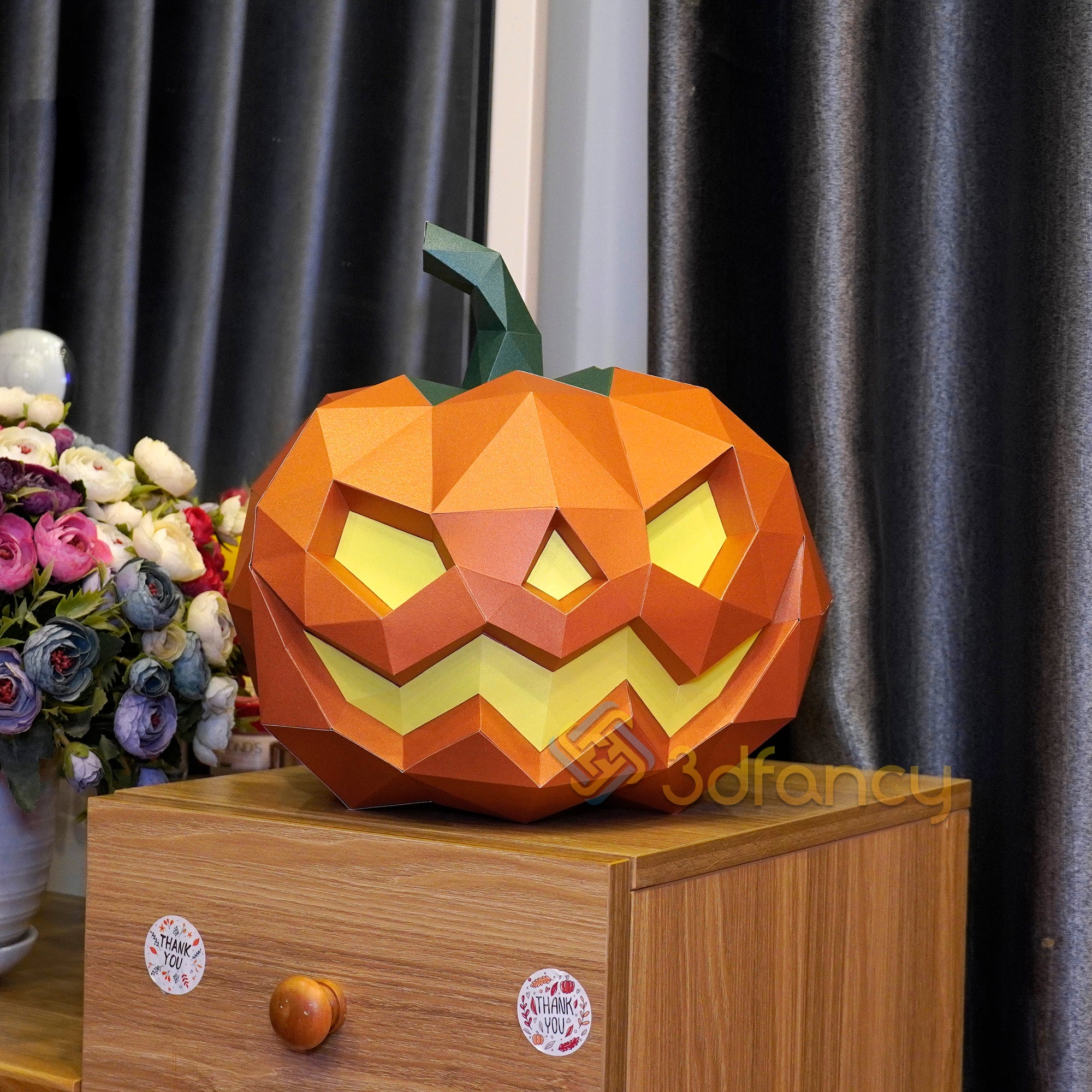 Pumpkin Papercraft PDF, SVG, Silhouette Studio Template For Creating 3D Pumpkin Halloween
