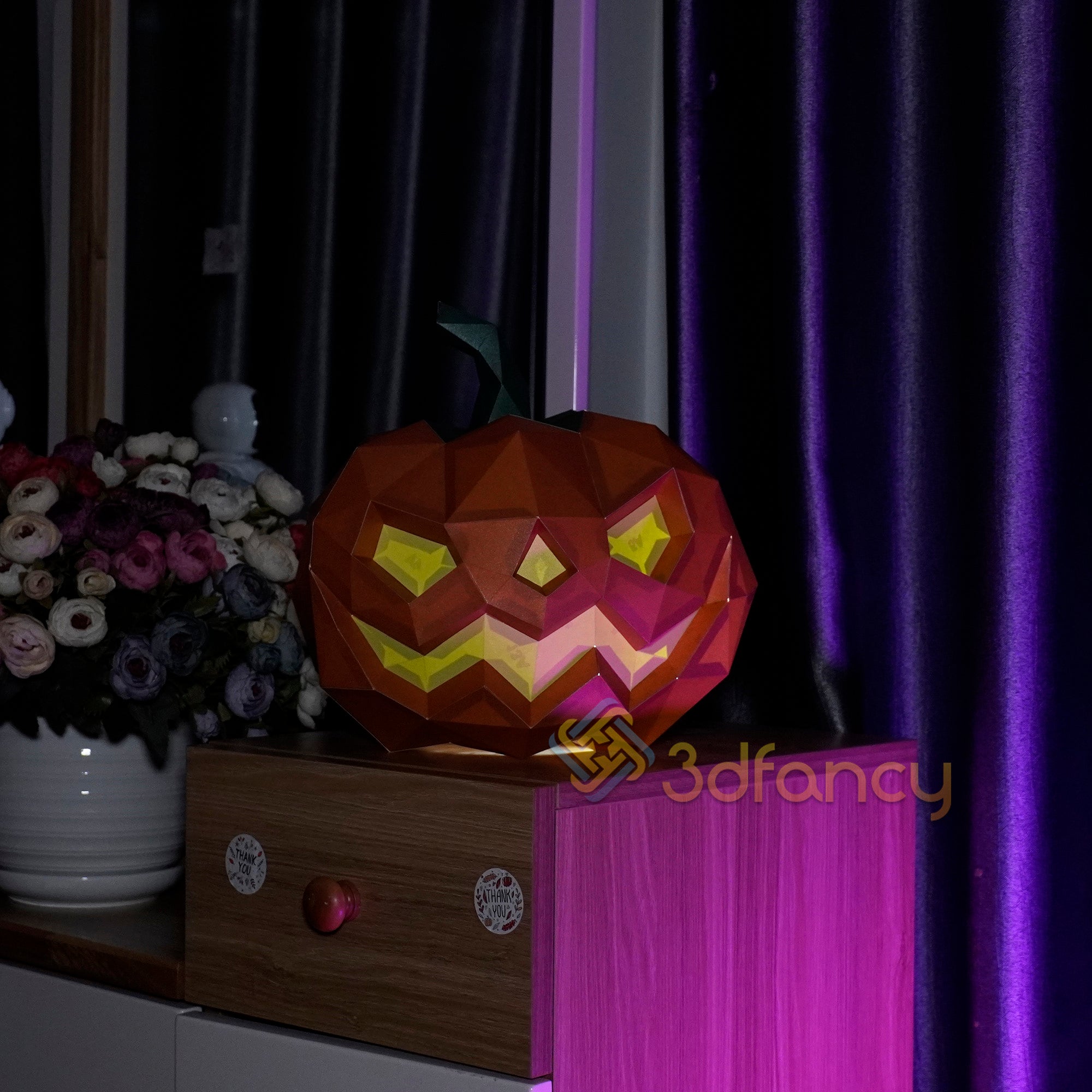 Pumpkin Papercraft PDF, SVG, Silhouette Studio Template For Creating 3D Pumpkin Halloween