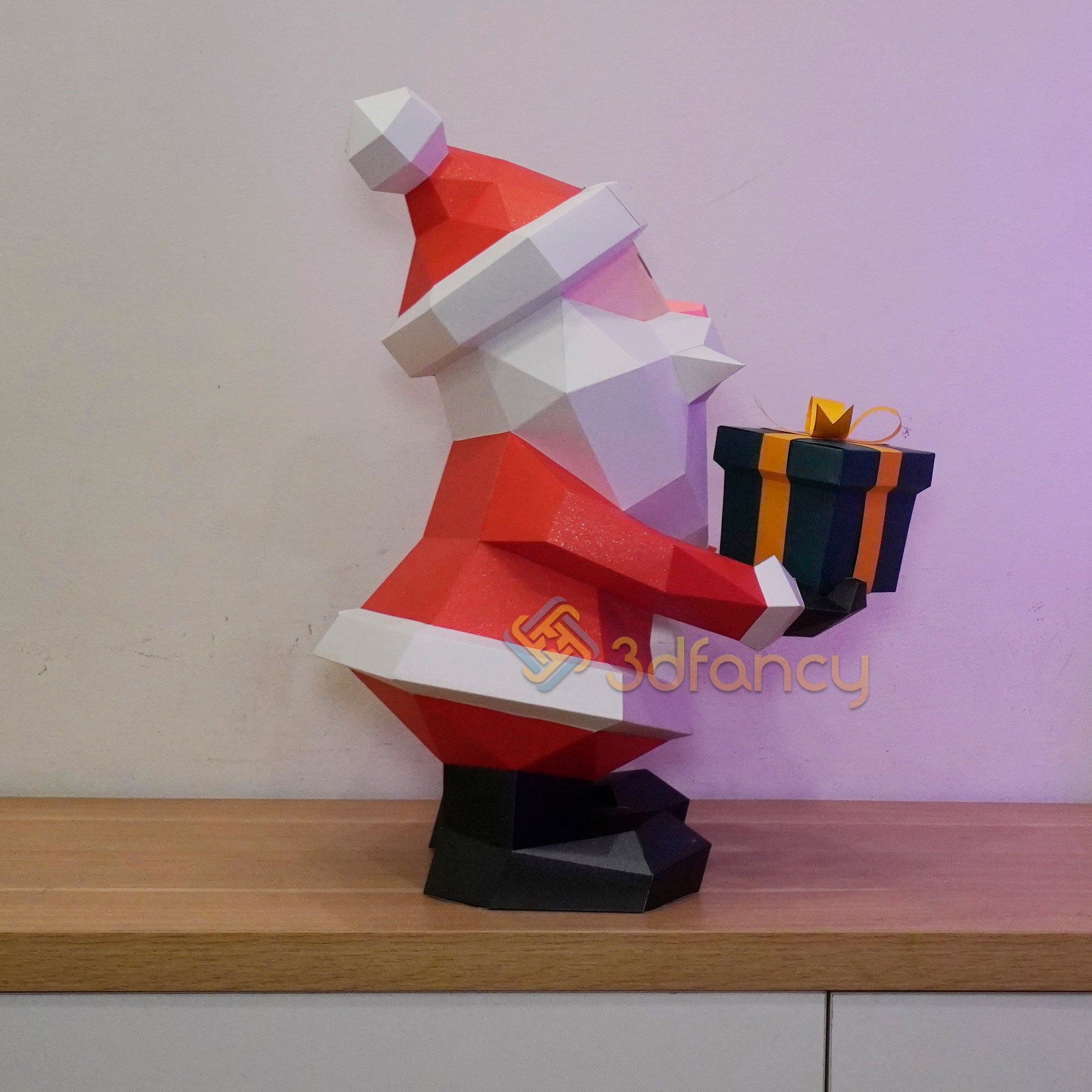 Papercraft Santa Claus Giving Gifts PDF, SVG Template