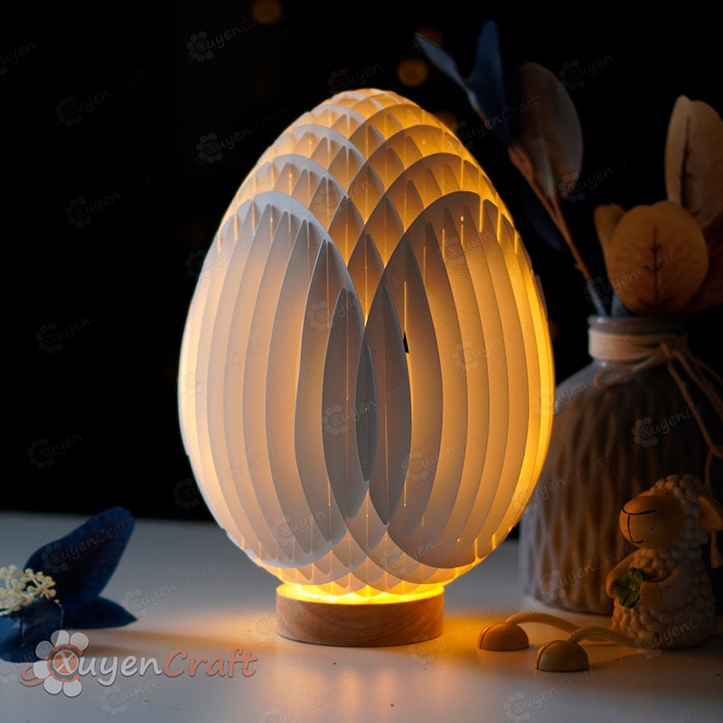 SVG Template Bunny Easter Egg Pop Up, 3D Papercut Light Box Sliceform Paper Sphere Popup, 3d lamp svg, Easter night light