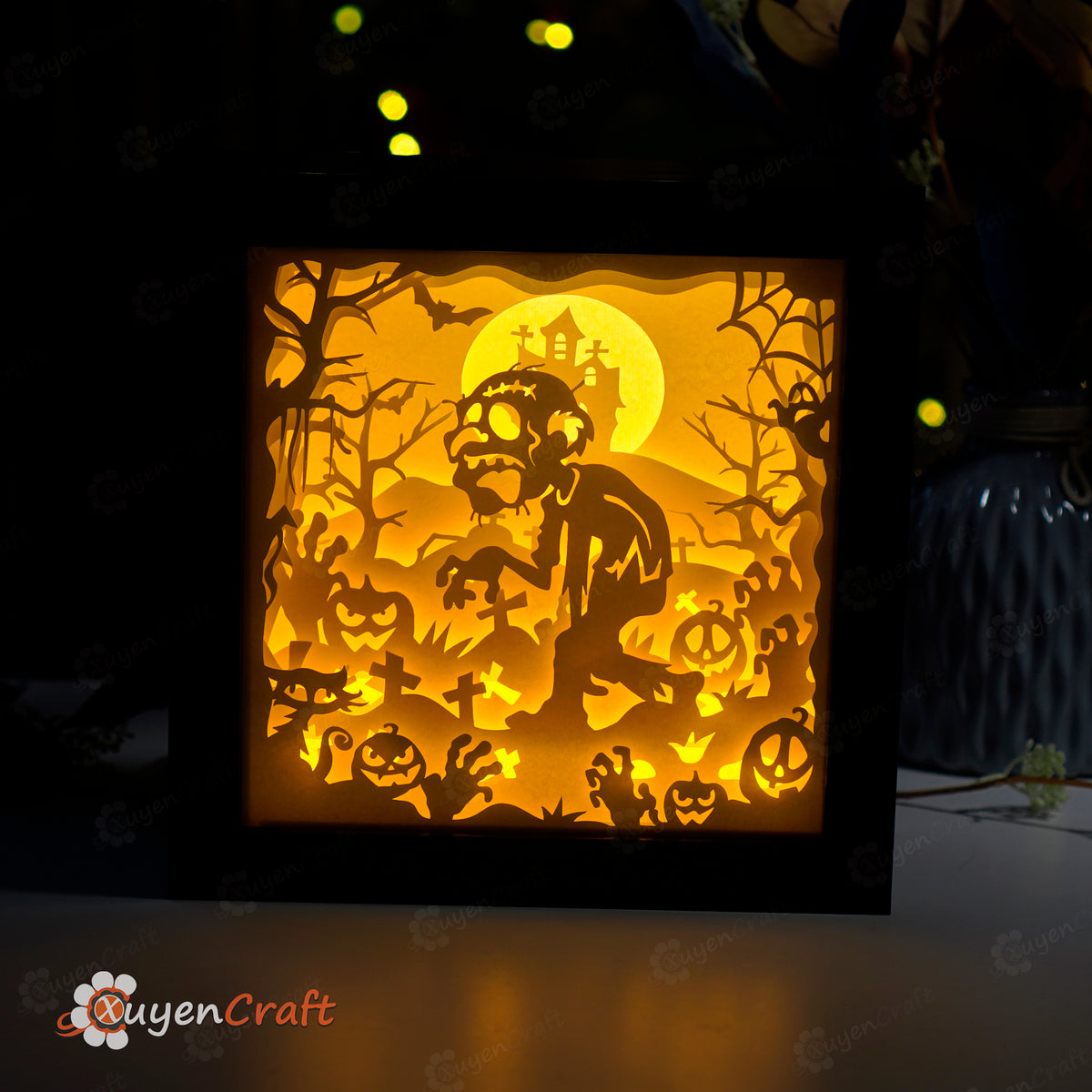 Zombie Light Box, Shadow Box SVG Template for Halloween decor art – 3dfancy