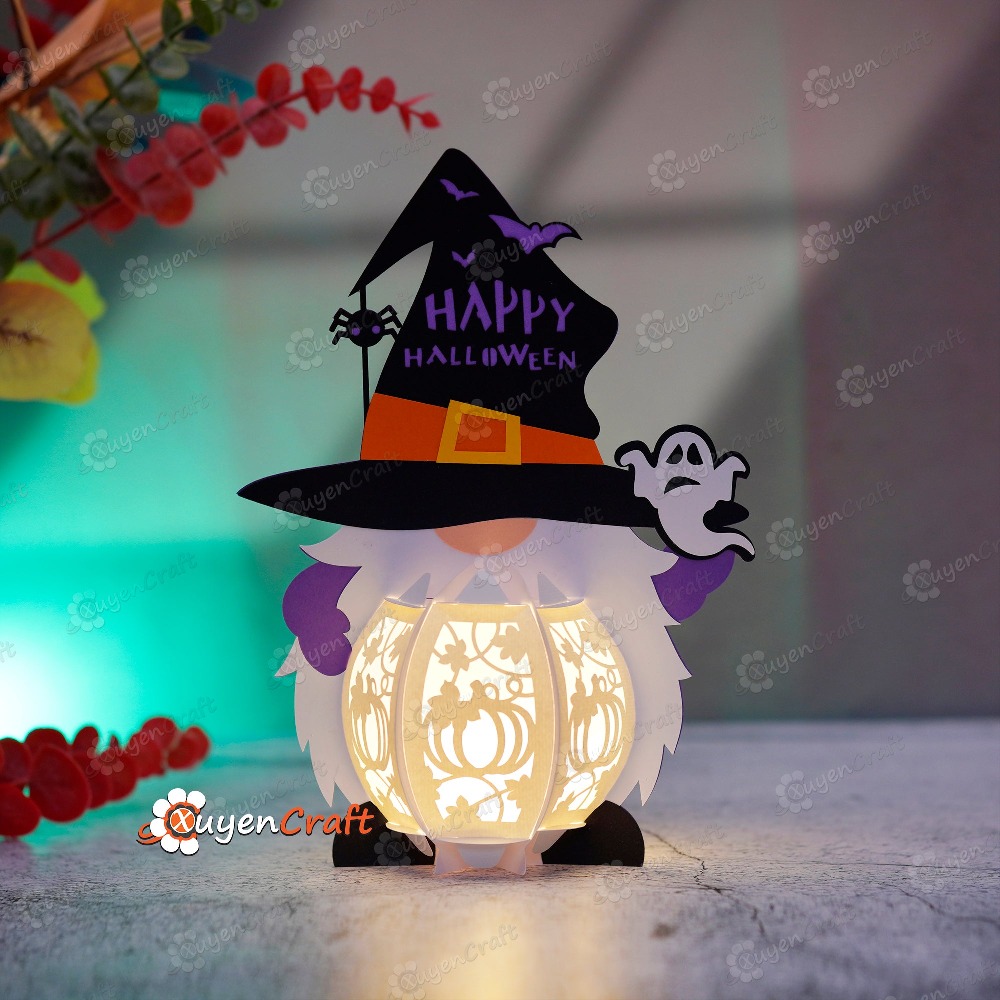 Fall Gnome Lantern PDF SVG Studio Templates 3dfancy