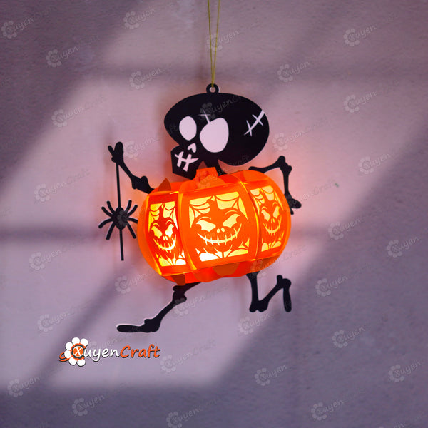 Skeleton Pumpkin Lantern PDF, SVG, Studio Templates