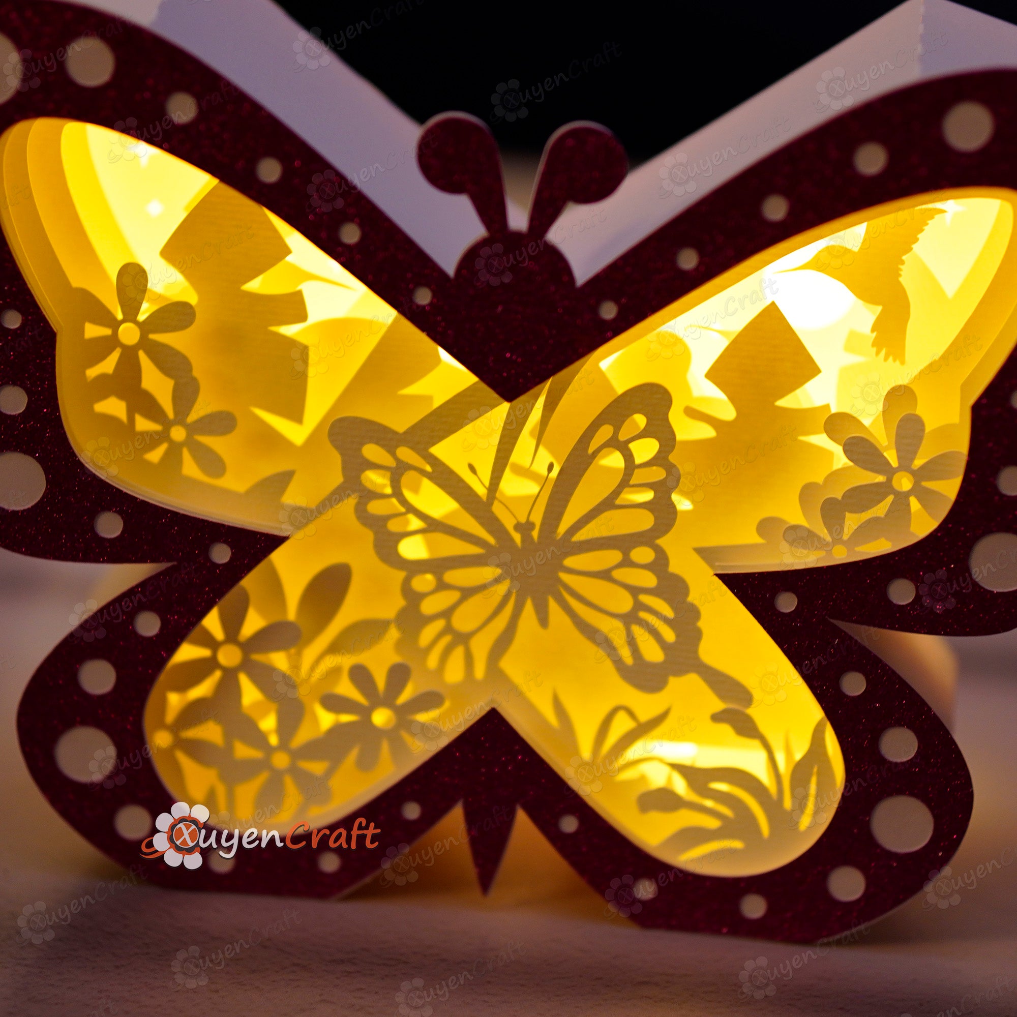 Butterfly Light Box, Shadow Box PDF, SVG, Studio Template - DIY Butter ...