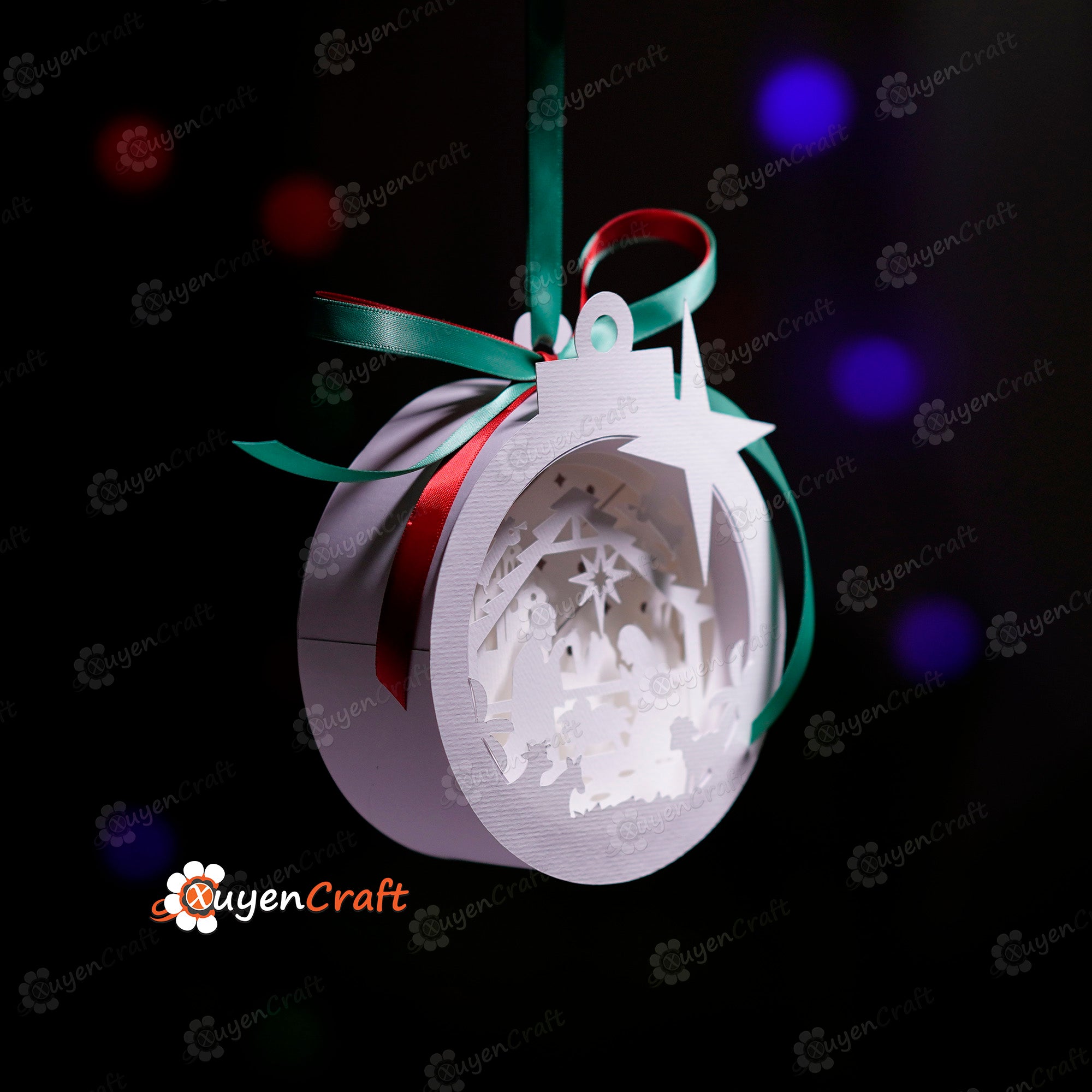 Pack 3 Nativity Scene Christmas Balls SVG for Creating Christmas Ball Ornaments Tree Decorations - DIY Christmas Lantern for Christmas Tree