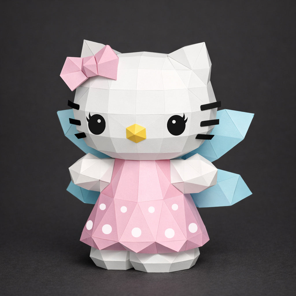 Cute Kitty Fairy Papercraft Template (SVG) – Free 3D Paper Model for P ...