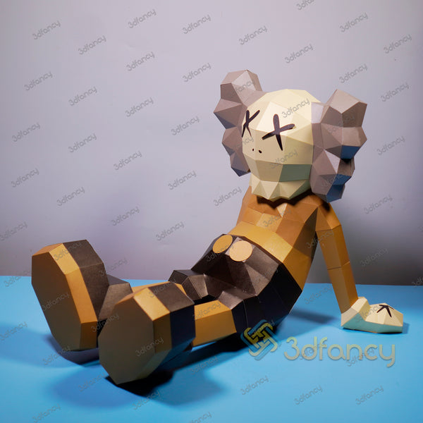 Modèle PDF, Studio, SVG de Kaws assis en papier - Gratuit dans notre groupe Facebook : Cricut 3D Papercraft