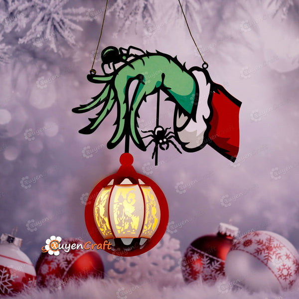 This is Grinch Hand Lantern PDF, SVG, Studio Templates