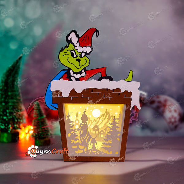 Dies ist die Grinch Shadow Box PDF-, SVG- und Studio-Vorlage