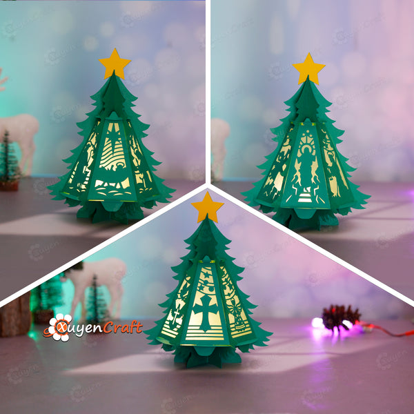 Set 3 Nativity Scene Tree Lantern SVG, Studio, PDF Templates