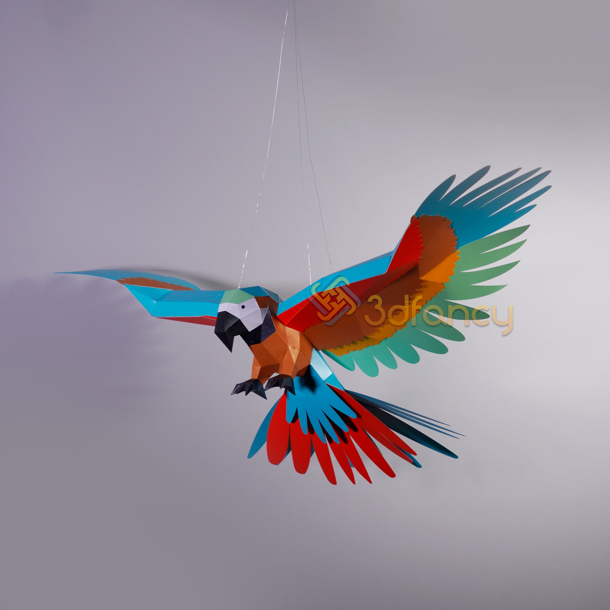 Low poly Flying Parrot Papercraft PDF, SVG Template – 3dfancy