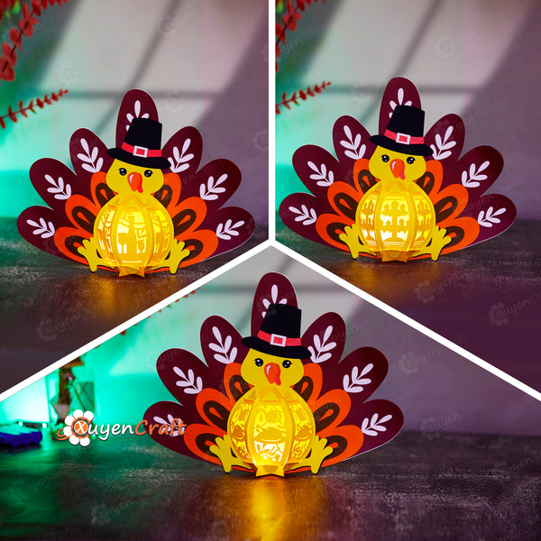 Set 3 Thanksgiving Turkey Lantern PDF, SVG, Studio Templates