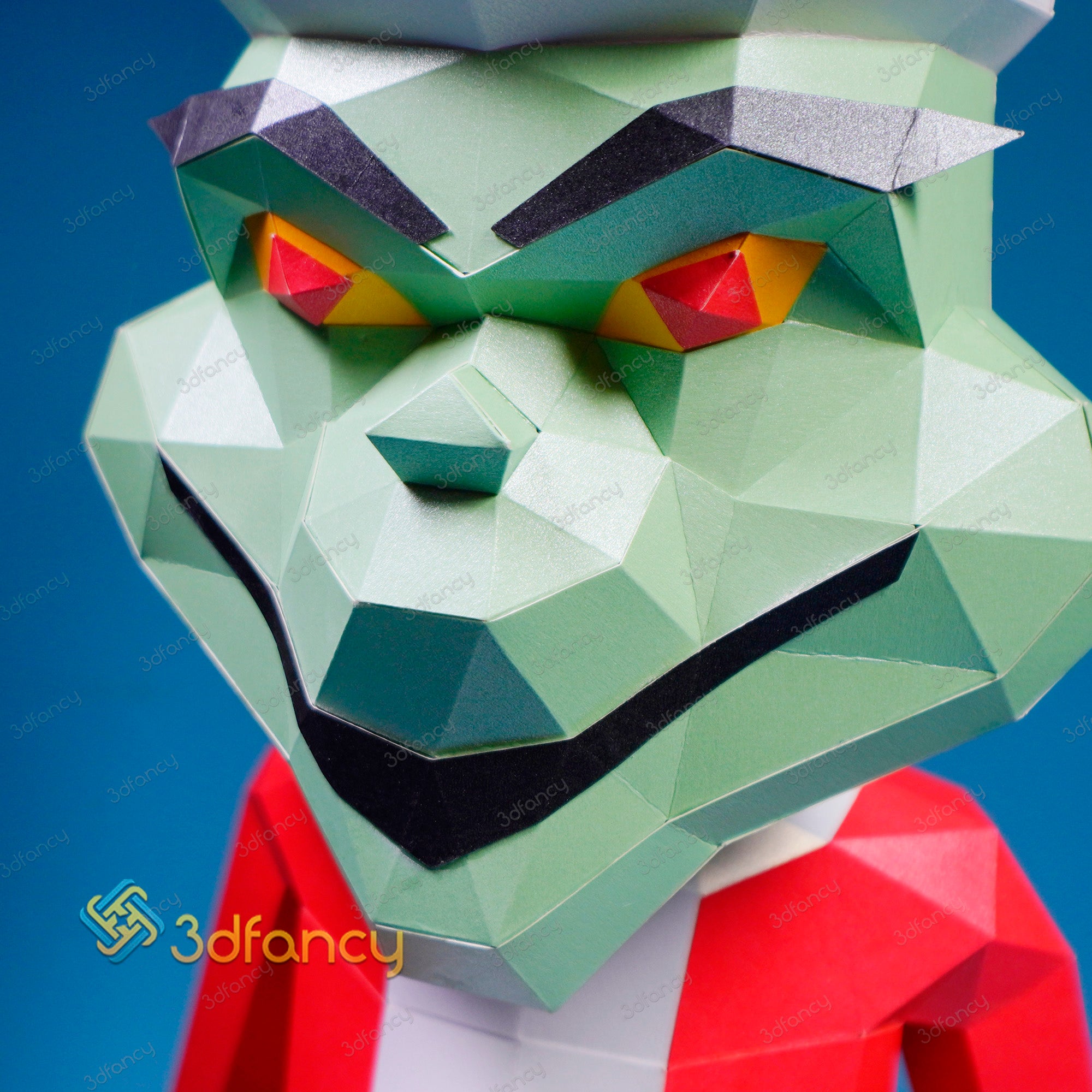 The Grinch Papercraft PDF for Printer, SVG for Cricut Projects - DIY Low Poly Grinch Paper Sculpture for Christmas Decoration, 3D Grinch svg