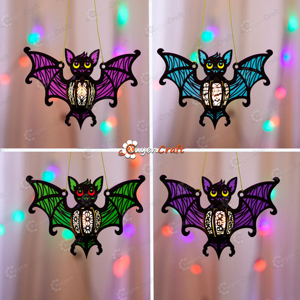 Set 4 Bat Lantern PDF, SVG, Studio Templates