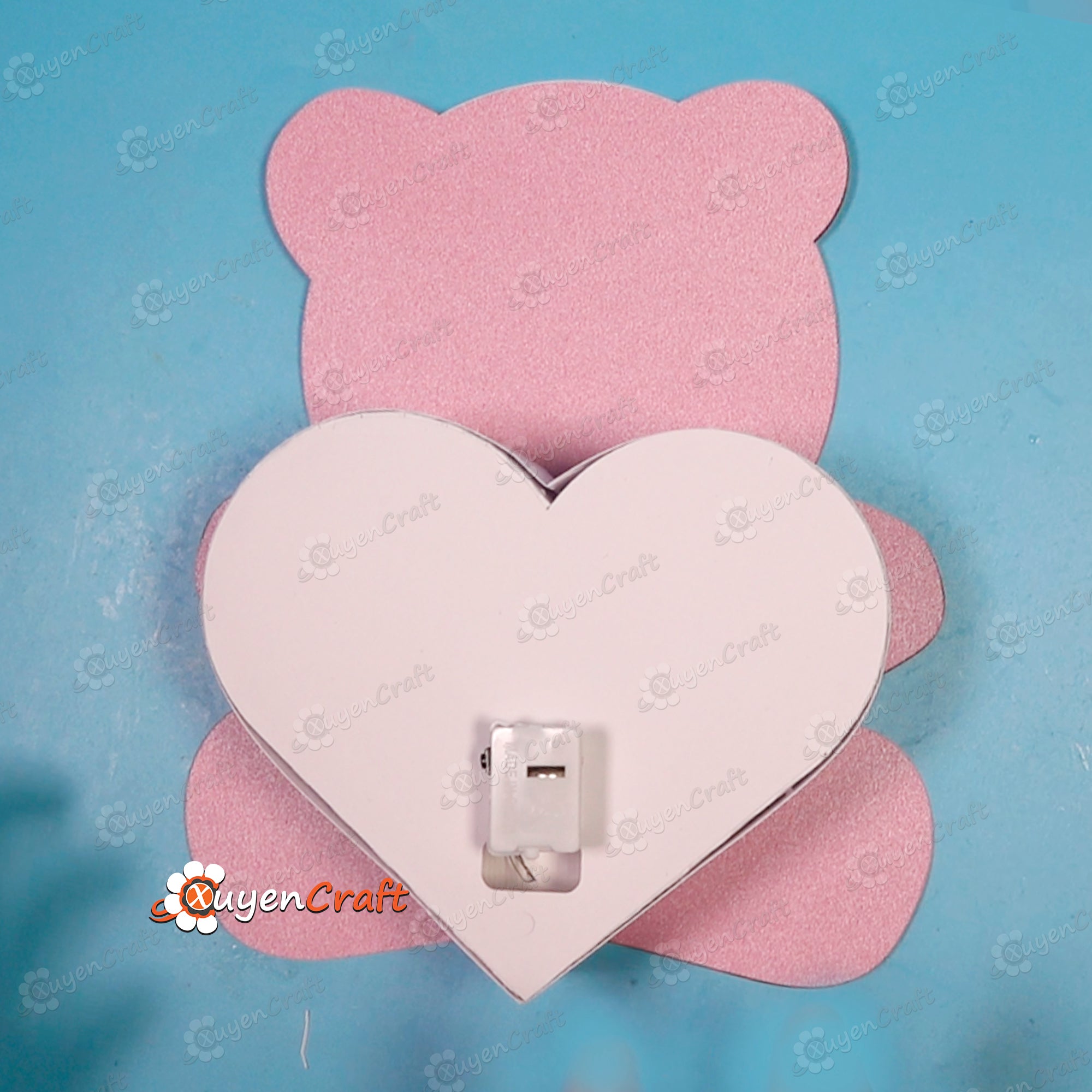 Bear Family in Panda Heart Lantern Shadow Box PDF, SVG Template - DIY Bear Family Lightbox for Valentine's Day - Panda Paper Cut