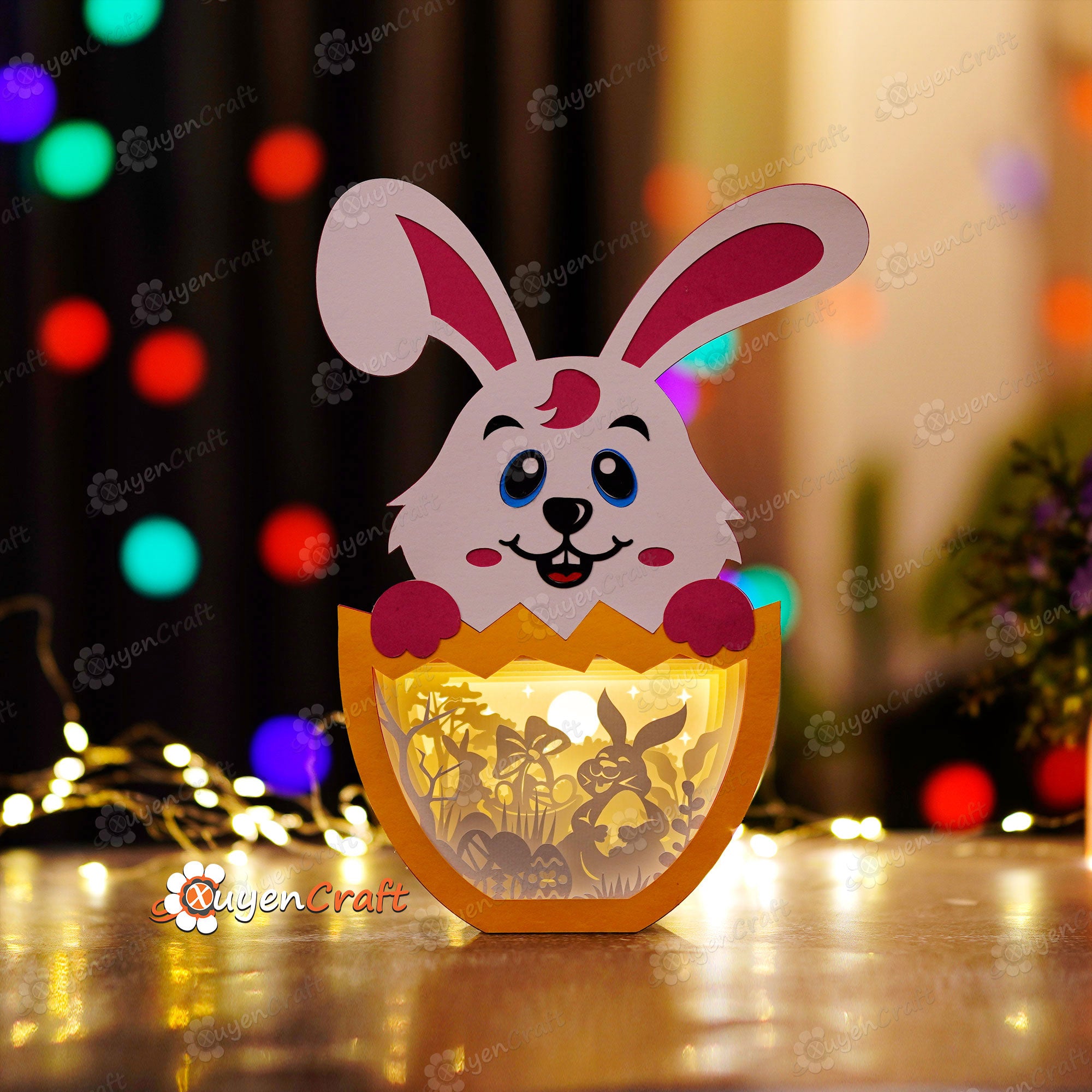 Bunny Hug Egg in Cute Bunny Eggs Shadow Box SVG for Cricut Projects, ScanNcut, Cameo4...