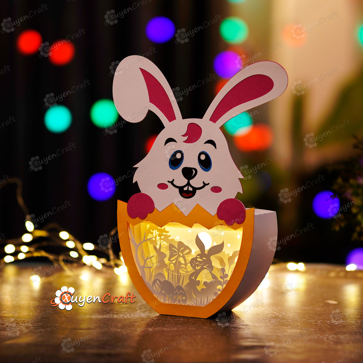 Bunny Hug Egg in Cute Bunny Eggs Shadow Box SVG for Cricut Projects, S ...