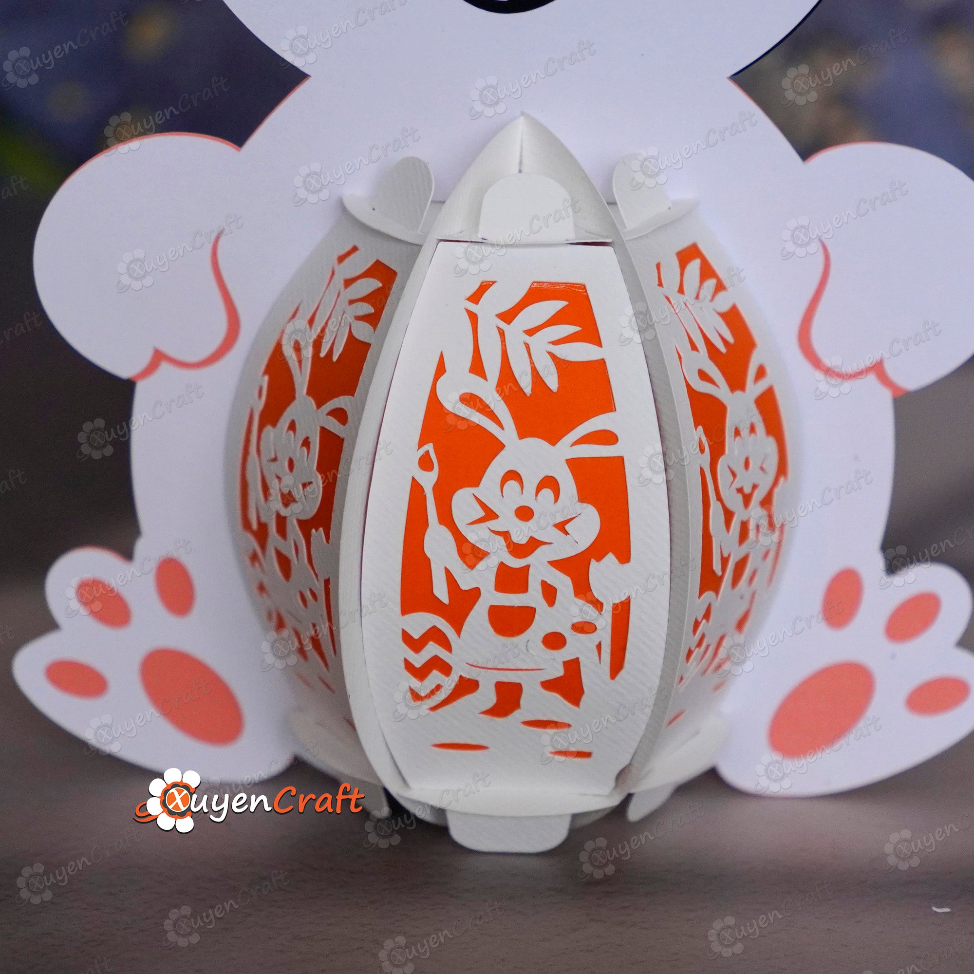 Paper Rabbit Latern Cute Bunny Lantern PDF, SVG, Studio Template – 3dfancy
