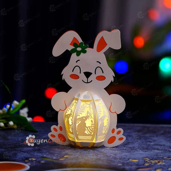 Rabbit Butterfly Bunny Lantern PDF, SVG, Studio Template
