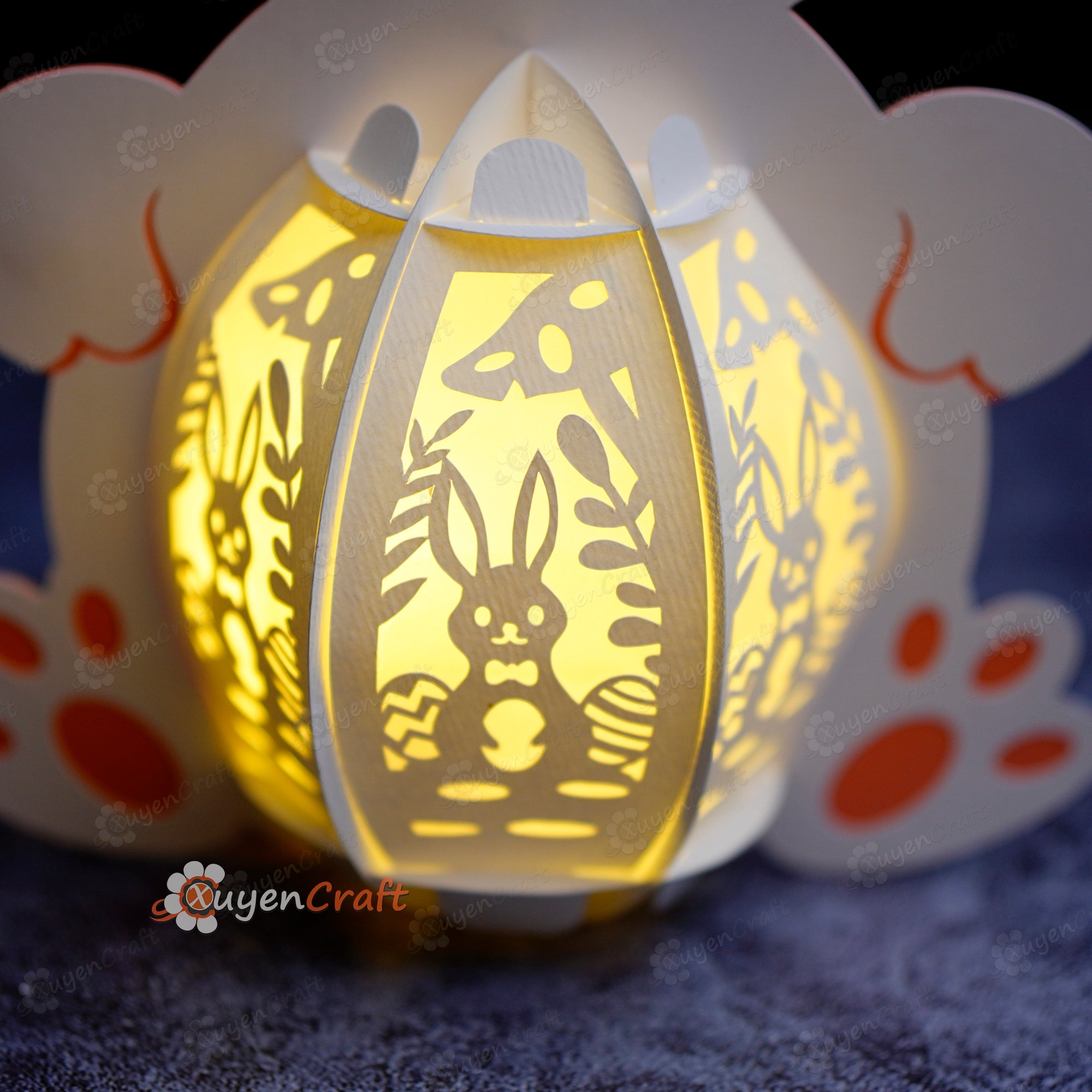 Paper Rabbit Latern Rabbit Egg Bunny Lantern PDF, SVG, Studio Template – 3dfancy