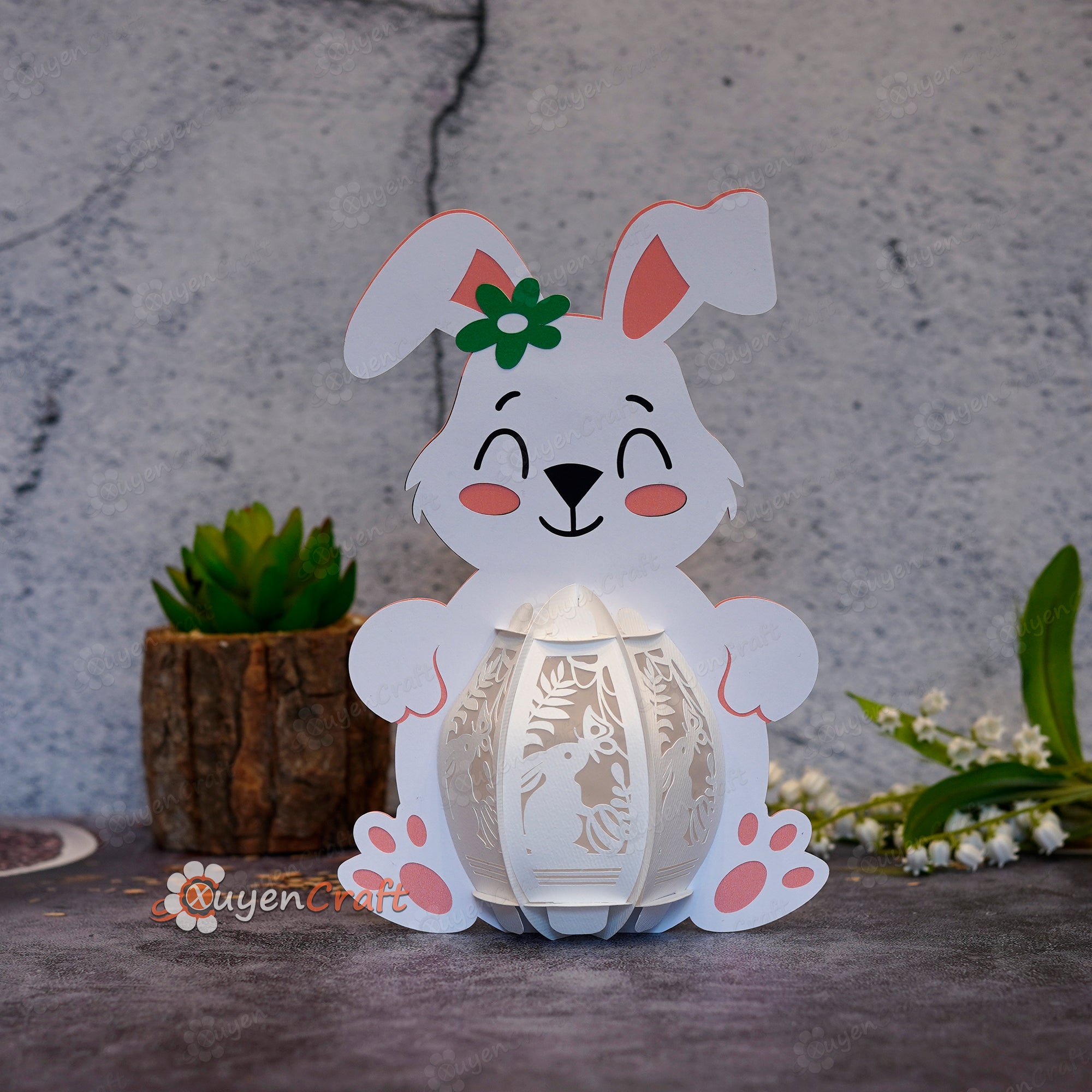 Paper Rabbit Latern Rabbit Butterfly Bunny Lantern PDF, SVG, Studio Template – 3dfancy