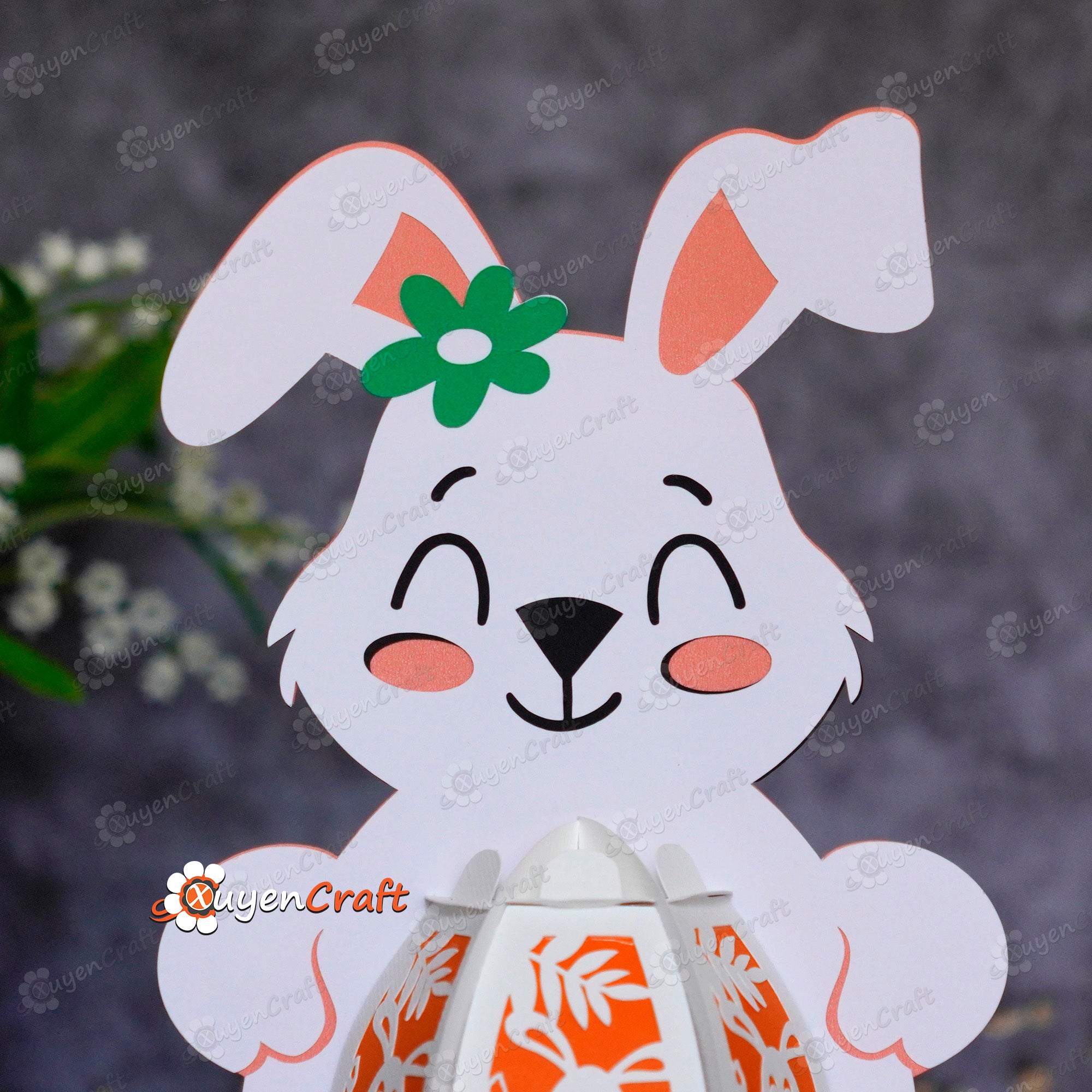 Cute Bunny Lantern PDF, SVG, Studio Template