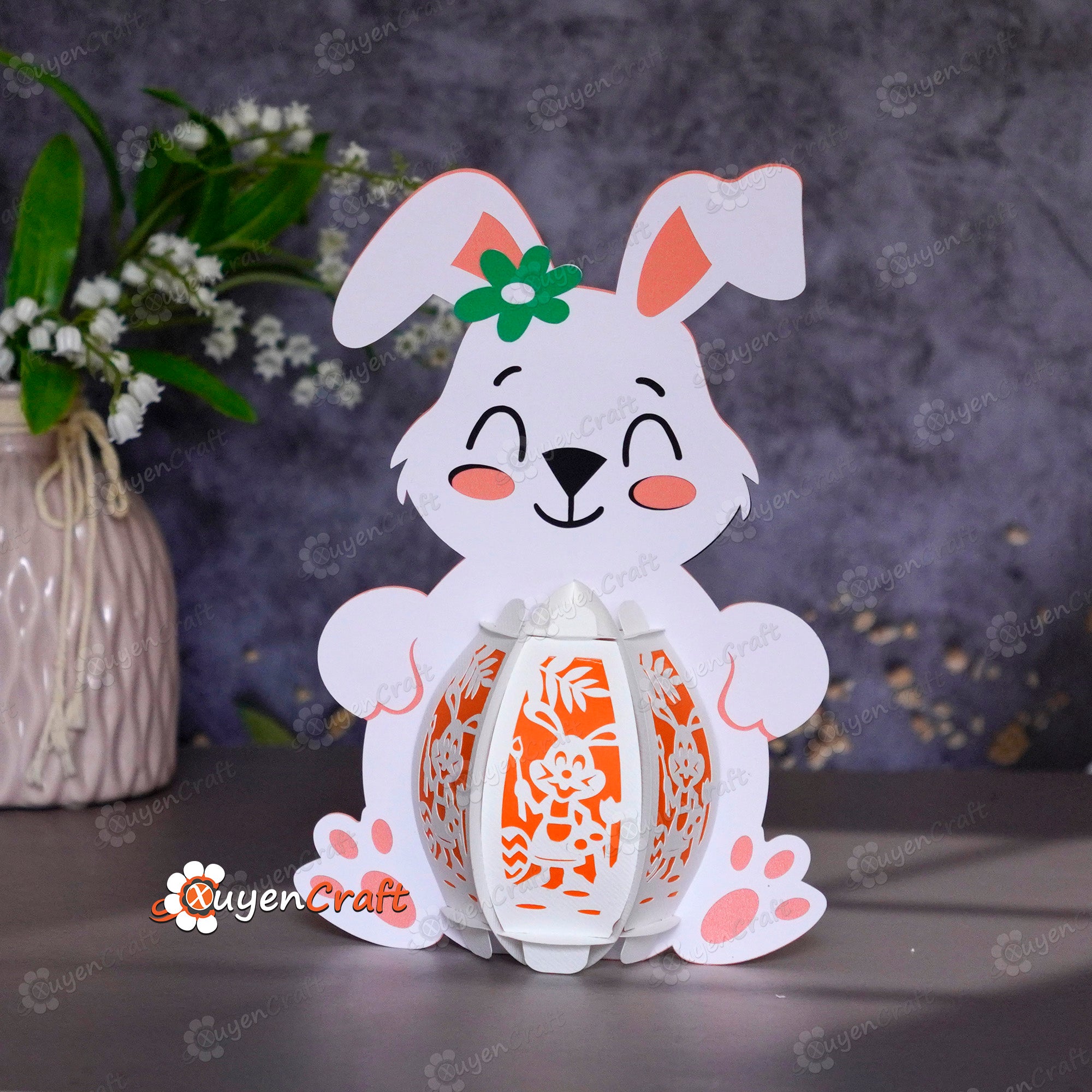 Paper Rabbit Latern Cute Bunny Lantern PDF, SVG, Studio Template – 3dfancy