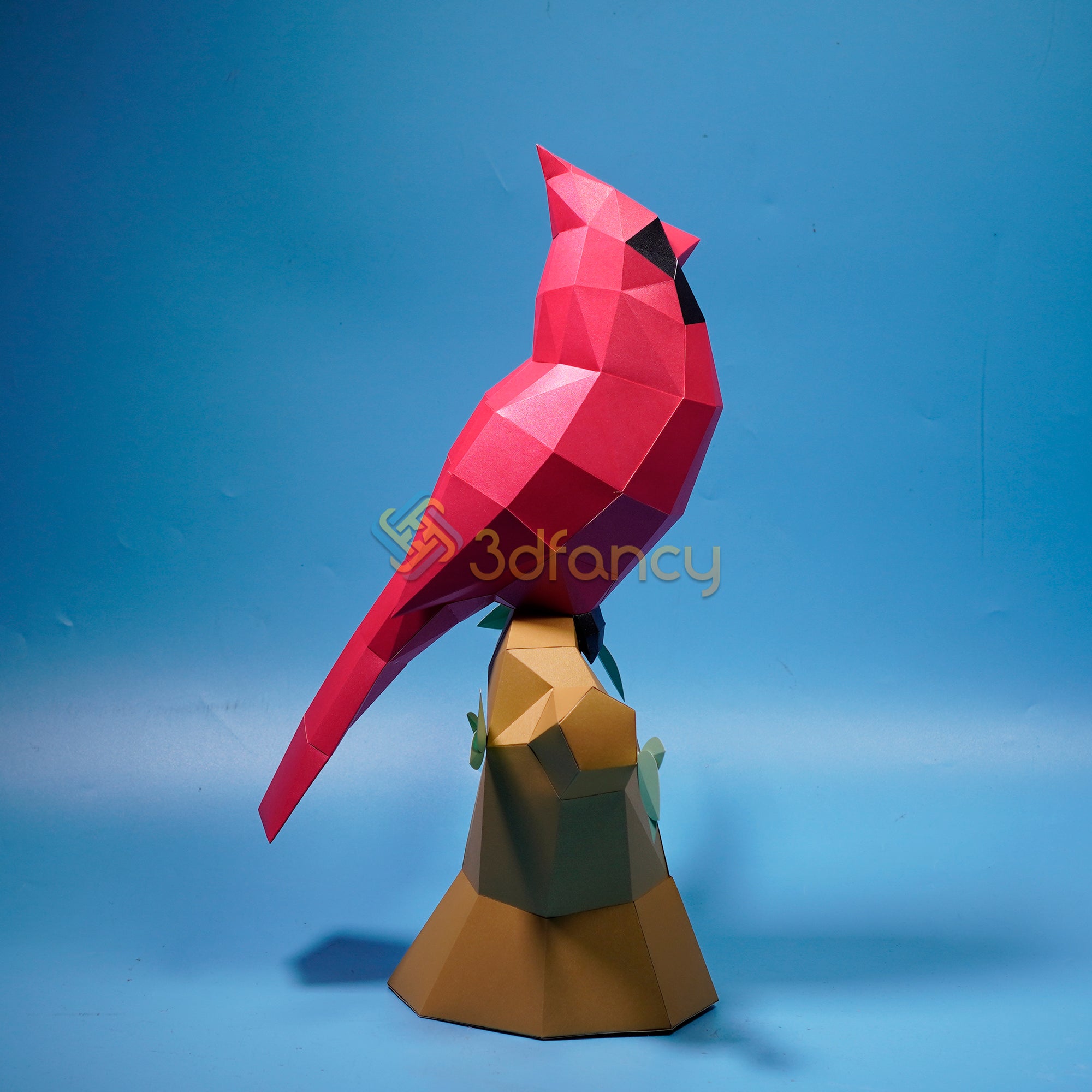 Cardinal Bird Papercraft PDF for Printer, SVG for Cricut Projects - DIY Low Poly Red Bird Paper Sculpture for Christmas Decoration