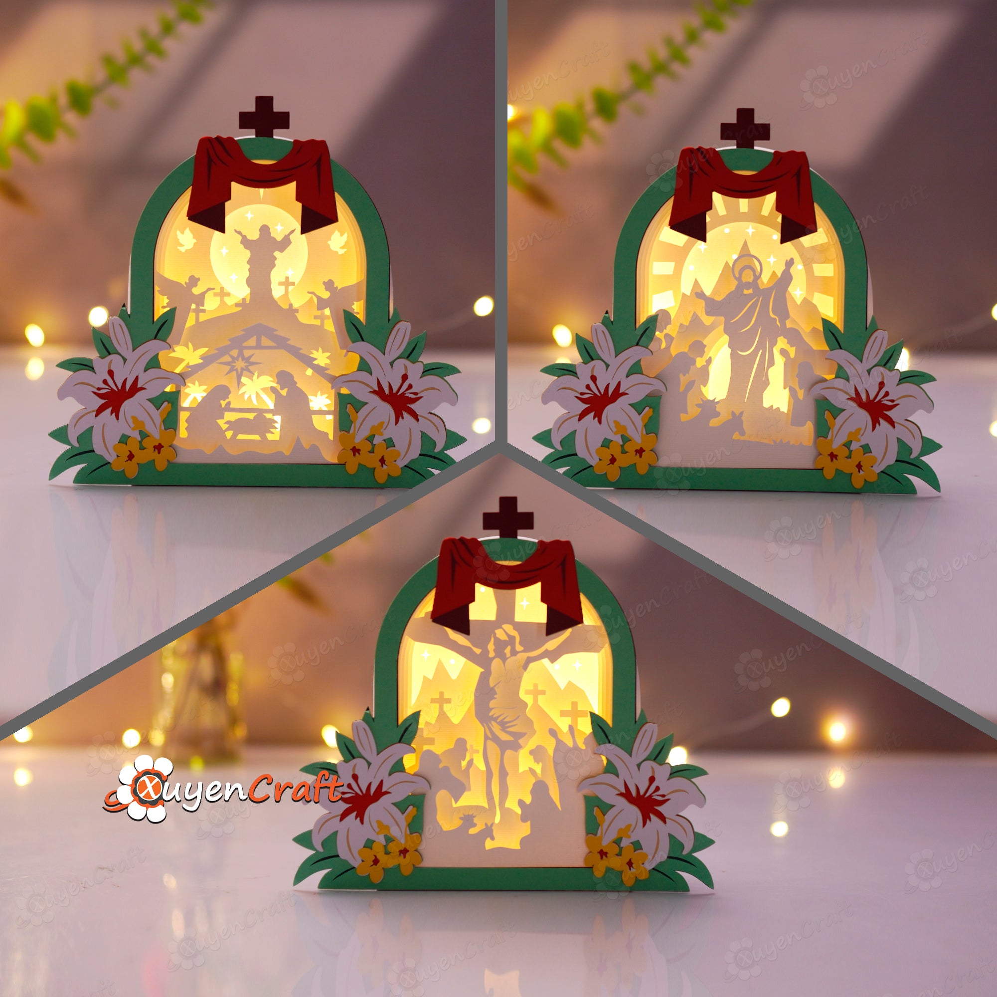 Christian Easter Shadow Box SVG Bundle – 3 Resurrection, Nativity & Cr ...