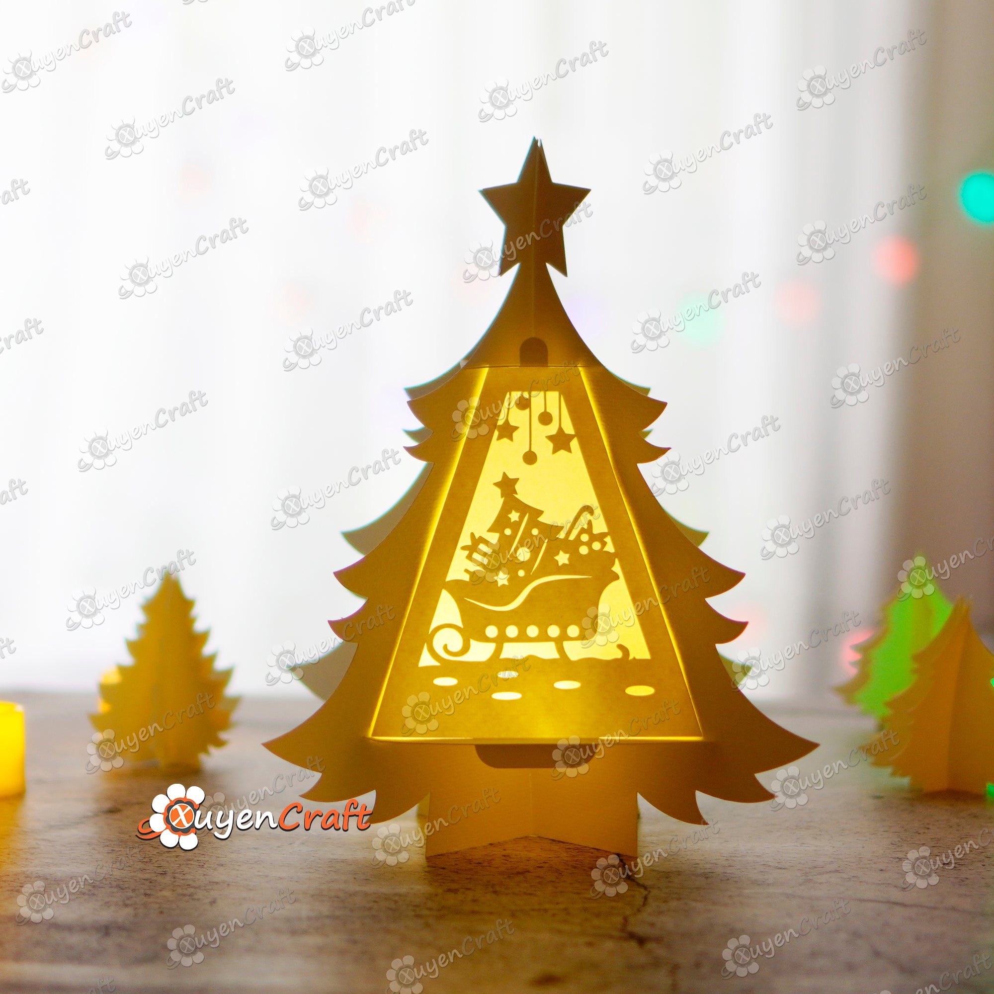Santa Snowman Christmas Tree Lantern SVG for Cricut Projects, ScanNcut, Cameo4