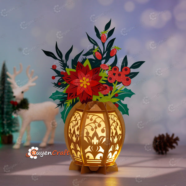 Christmas Vase Lantern PDF, SVG, Studio Templates