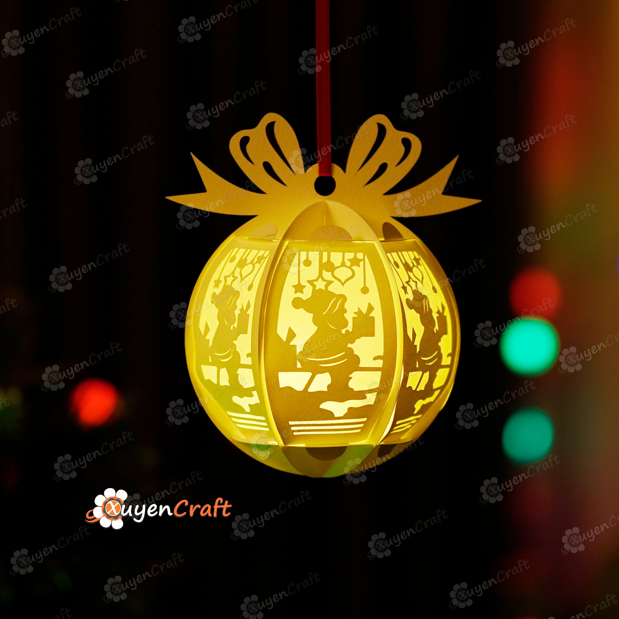Set 3 Christmas Balls SVG Paper Lantern Hanging For Christmas Tree Decorations - DIY Christmas Ornaments - Christmas Ball Hanging Paper Cut