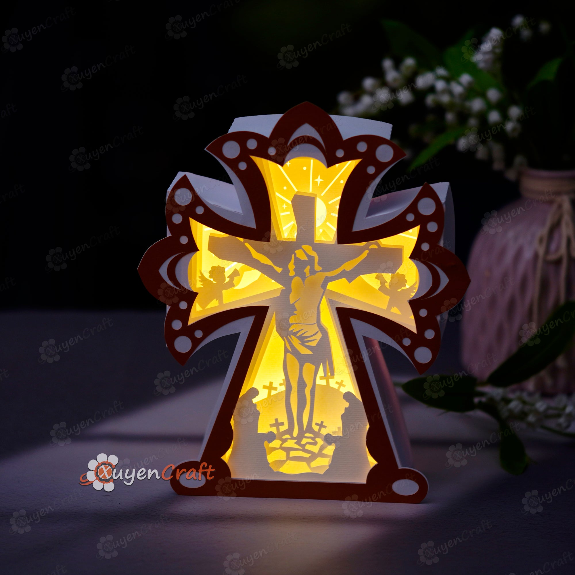 Pack 3 Cross Lantern Shadow Box PDF, SVG for Creates Nativity Scene, C ...