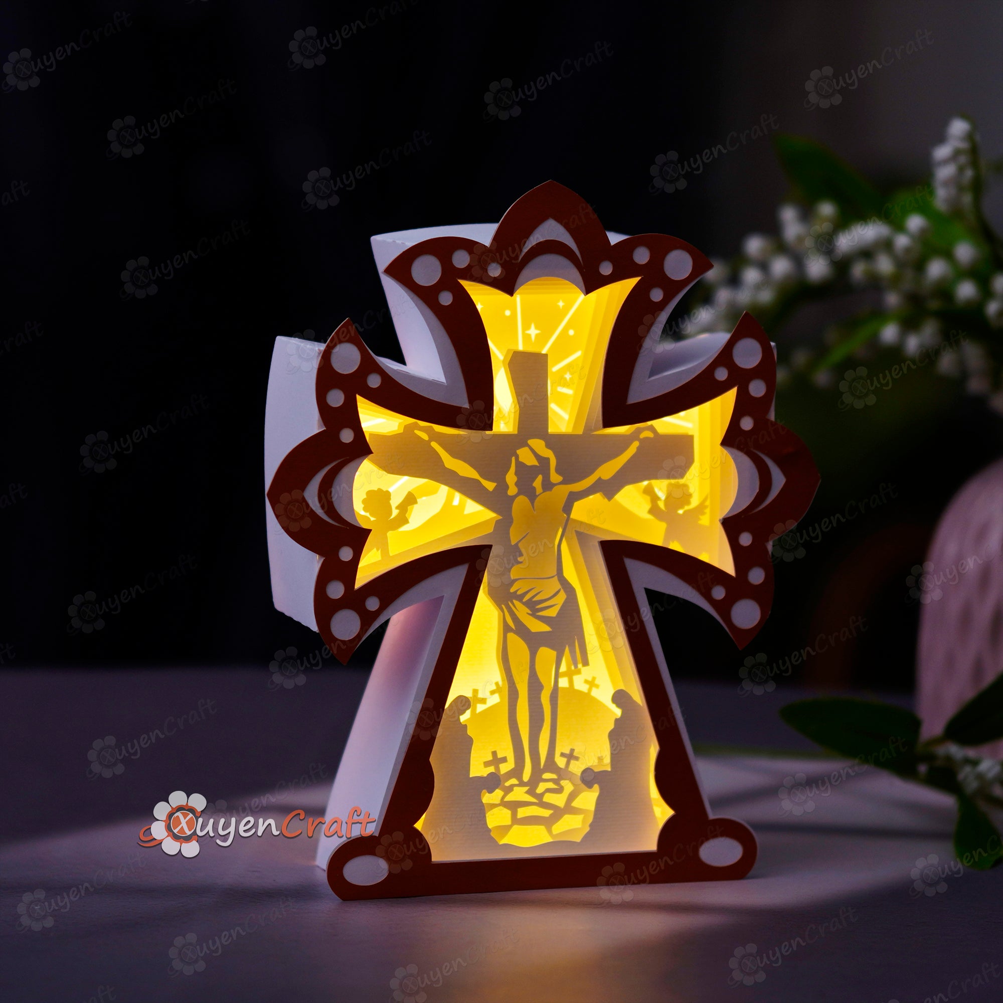 Pack 3 Cross Lantern Shadow Box PDF, SVG for Creates Nativity Scene, C ...